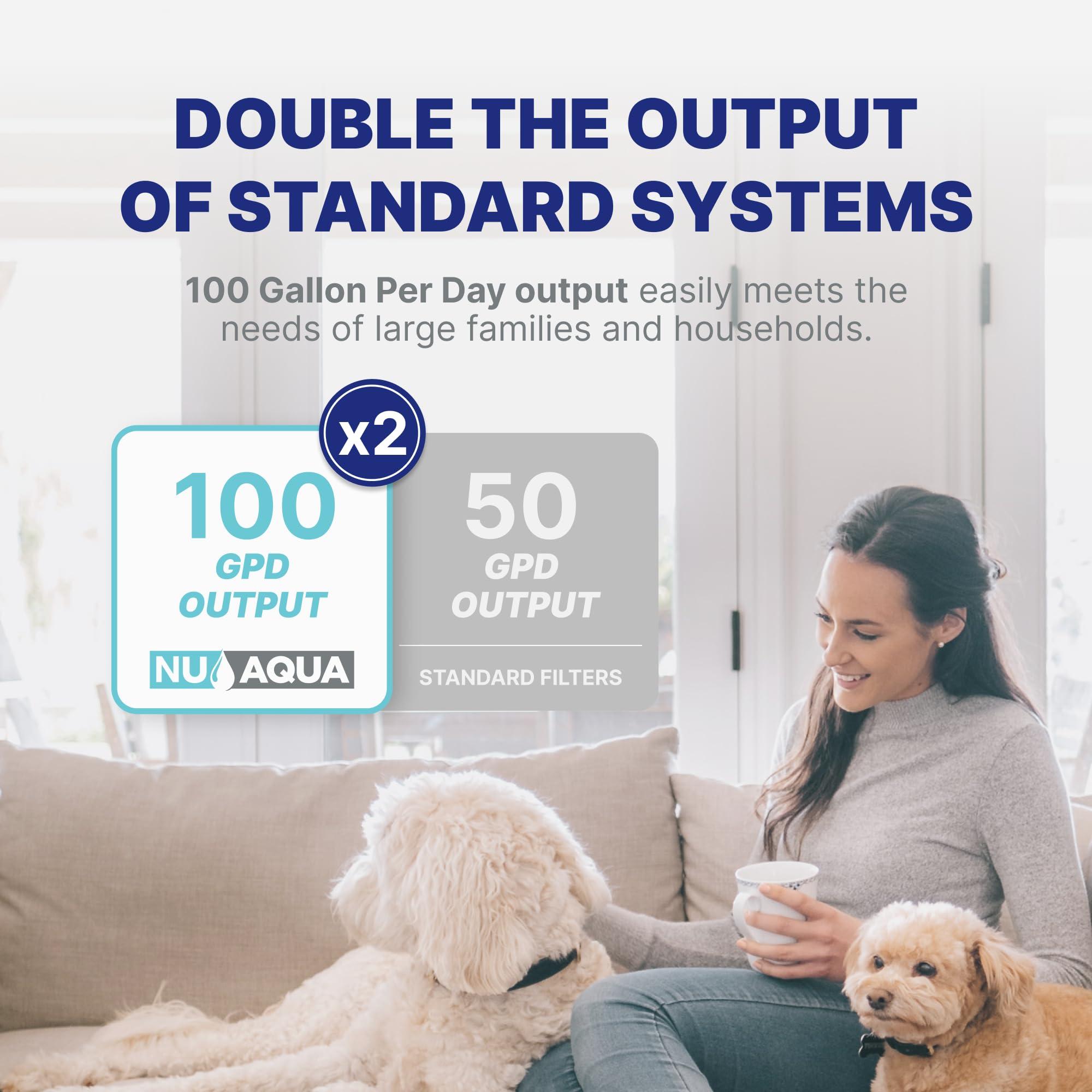 NU Aqua NU Aqua 7-Stage Alkaline & UV Under Sink Reverse Osmosis Water Filter System - Booster Pump - 100 GPD RO Filtration & Remineralization - Faucet & Tank - 100GPD Undersink Home Kitchen Drinking Purifier