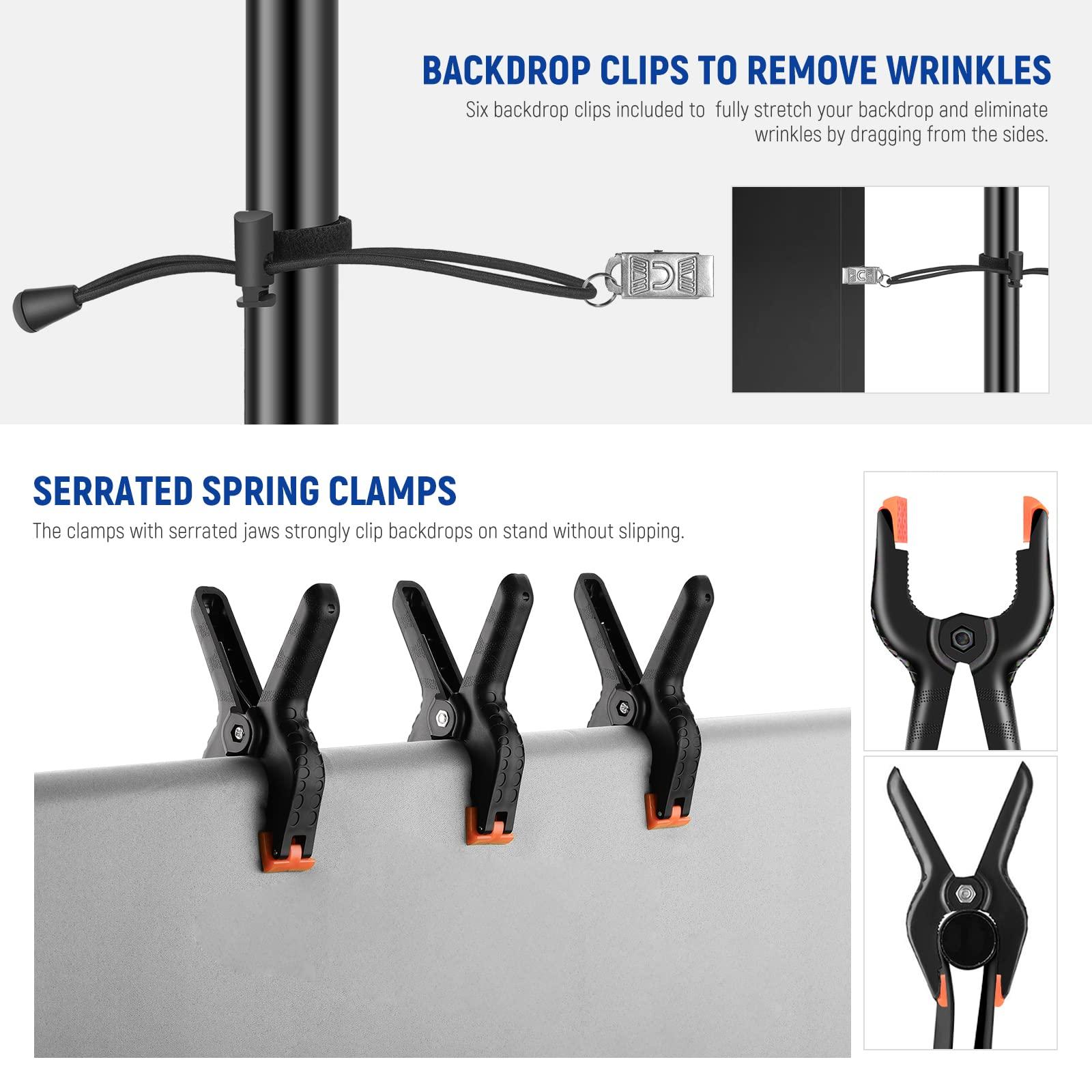 NEEWER NEEWER 8.5x10ft Adjustable Backdrop Stand Kit, Photography Background Support System with 4 Crossbars, 6 Spring Clamps, 6 Backdrop Clips, 2 Sandbags, and Carrying Bag for Photo Video Party Ceremony