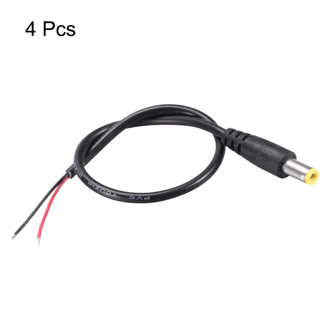 uxcell uxcell 4pcs DC Power 5.5mm x 2.1mm 2A 28cm Barrel Male Plug Connector Pigtail