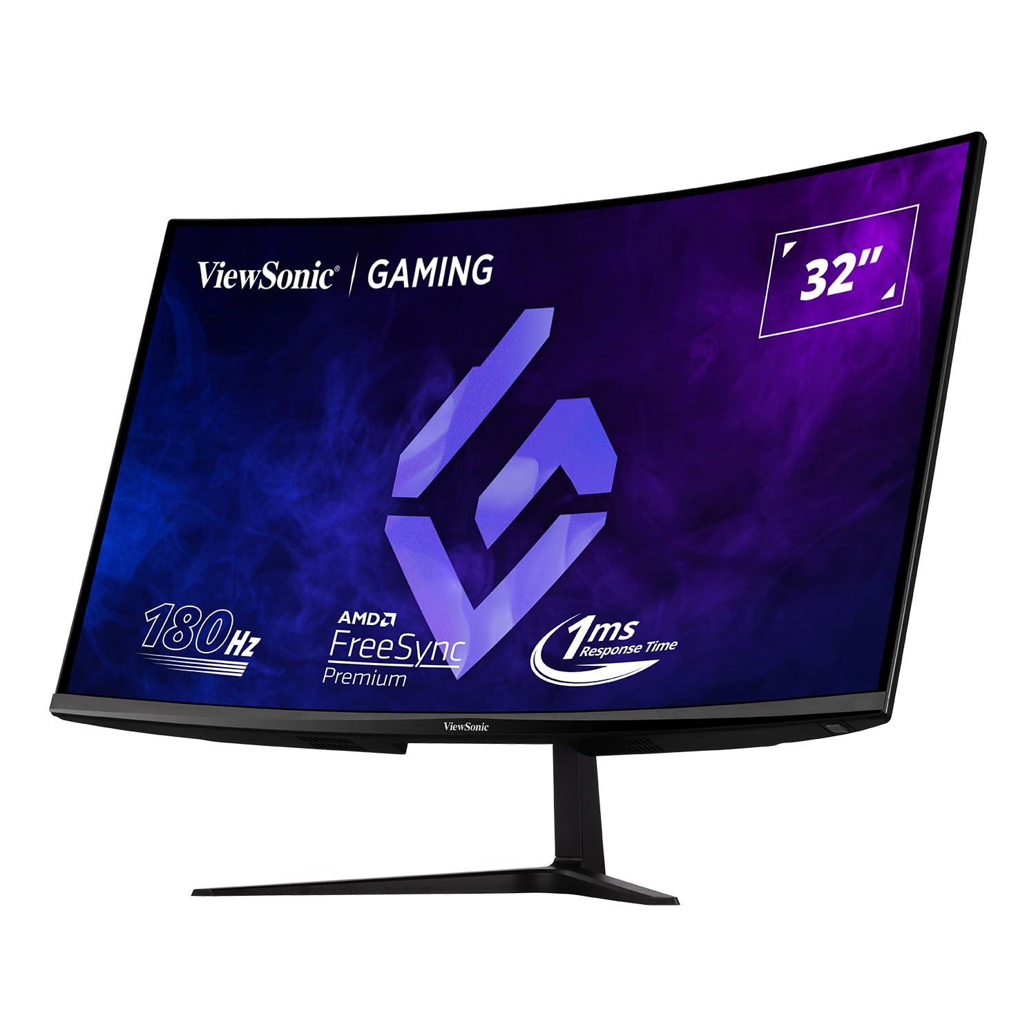 ViewSonic ViewSonic Omni VX3218C-2K 32 Inch Curved 1ms 1440p 165hz Gaming Monitor with FreeSync Premium, Eye Care, HDMI and Display Port, Black