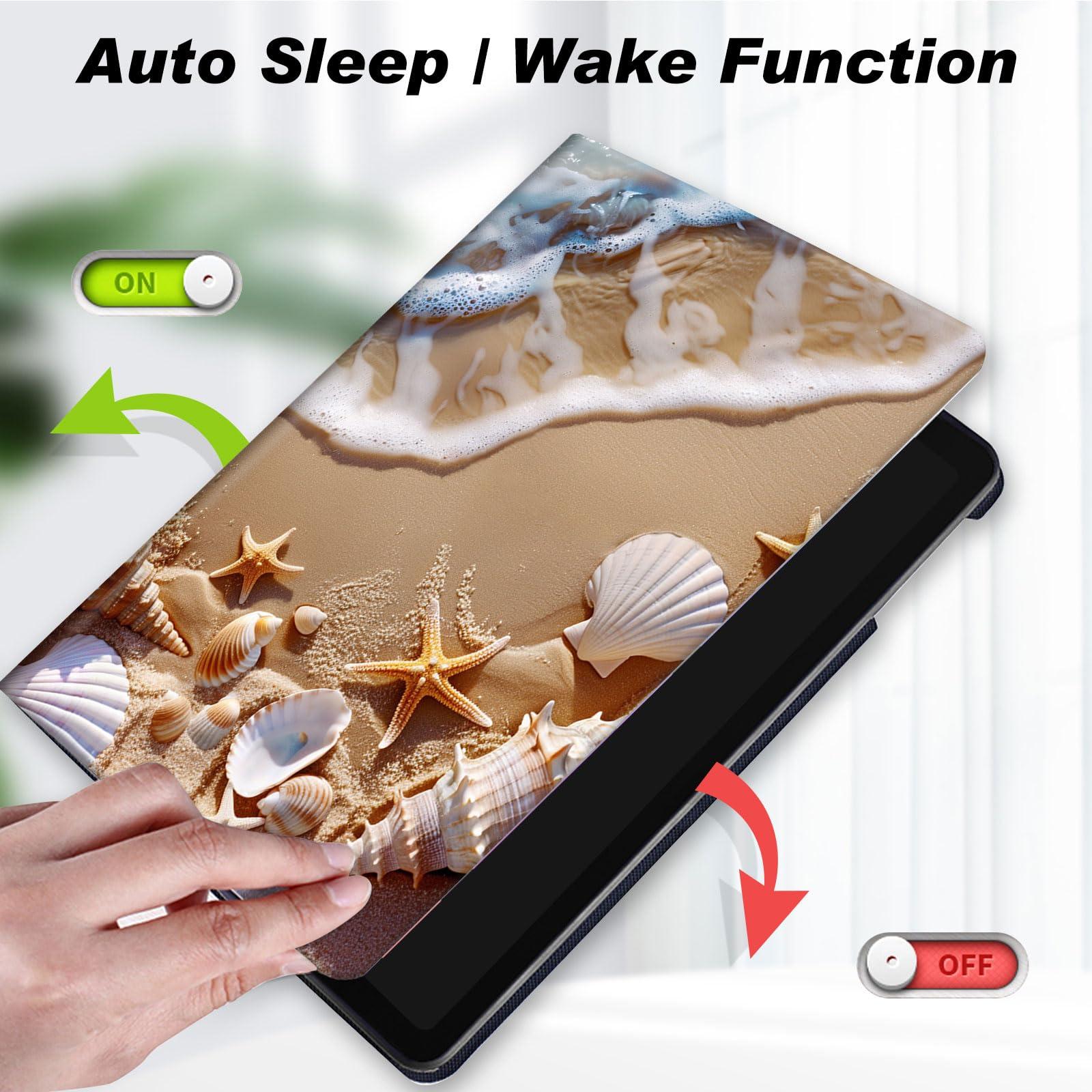 Mxfdegf Case for Samsung Galaxy Tab E 9.6 (SM-T560/T561/T567V),Slim Lightweight Smart Shell Stand Cover with Auto Wake/Sleep Case for 9.6" Samsung Galaxy Tab E 9.6 T560 Tablet,Seashells Starfishes Beach