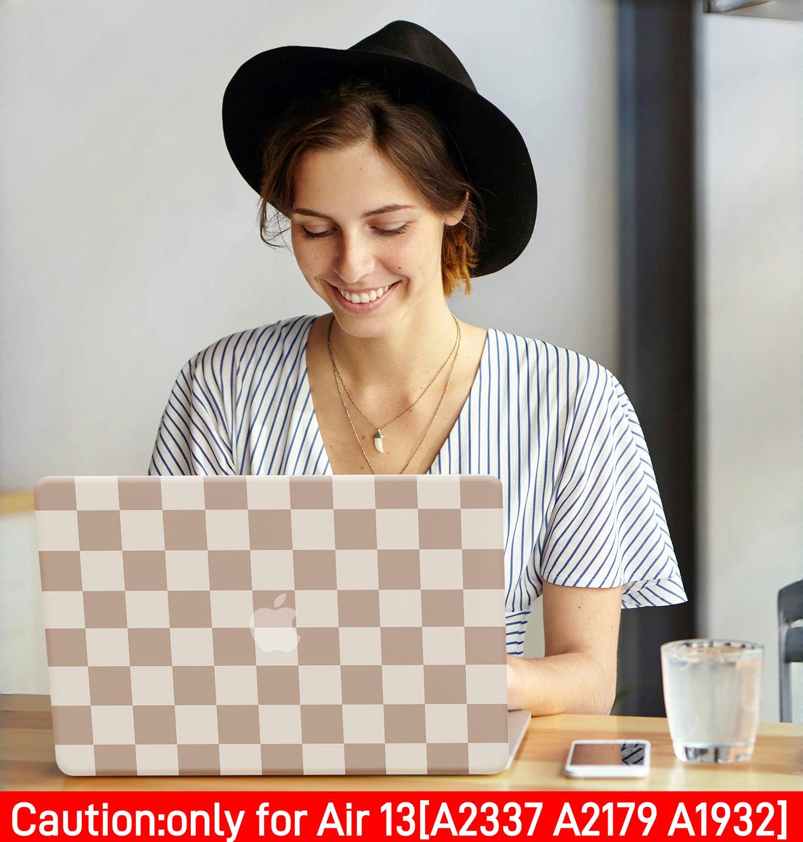 BYCeKe BYCeKe Compatible with MacBook Air 13 inch Case 2022 2021-2018 M1 A2337 A2179 A1932,Case for MacBook Air M1,Checkered Textured Cream Plastic Hard Shell& Keyboard Cover for Mac Air 13, Checkerd Neutral