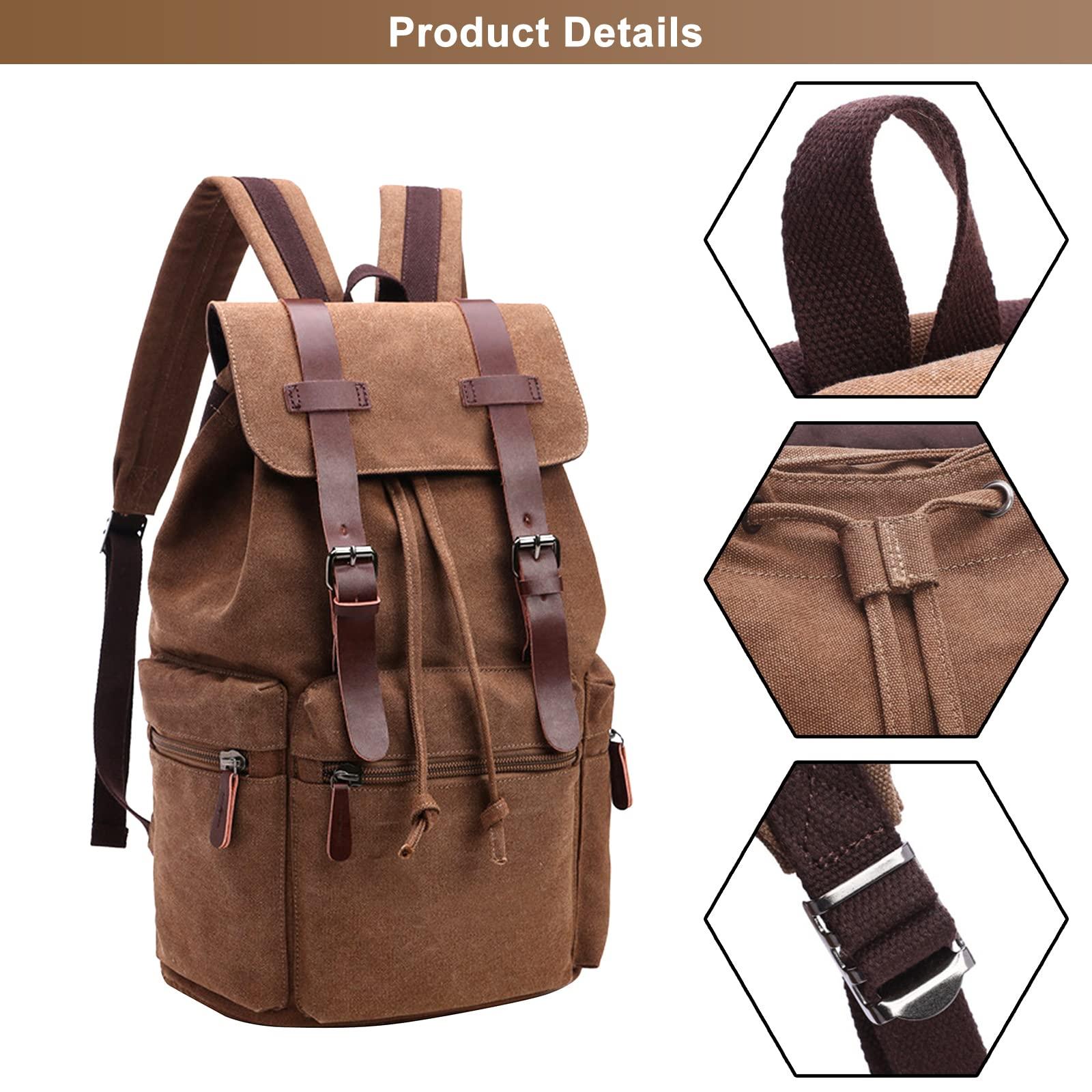 Lachero Men's 17 inch Laptop Backpack Large Capacity Vintage Business Canvas Travel Duffel Bags Weekender Overnight Bookbag (Blue)