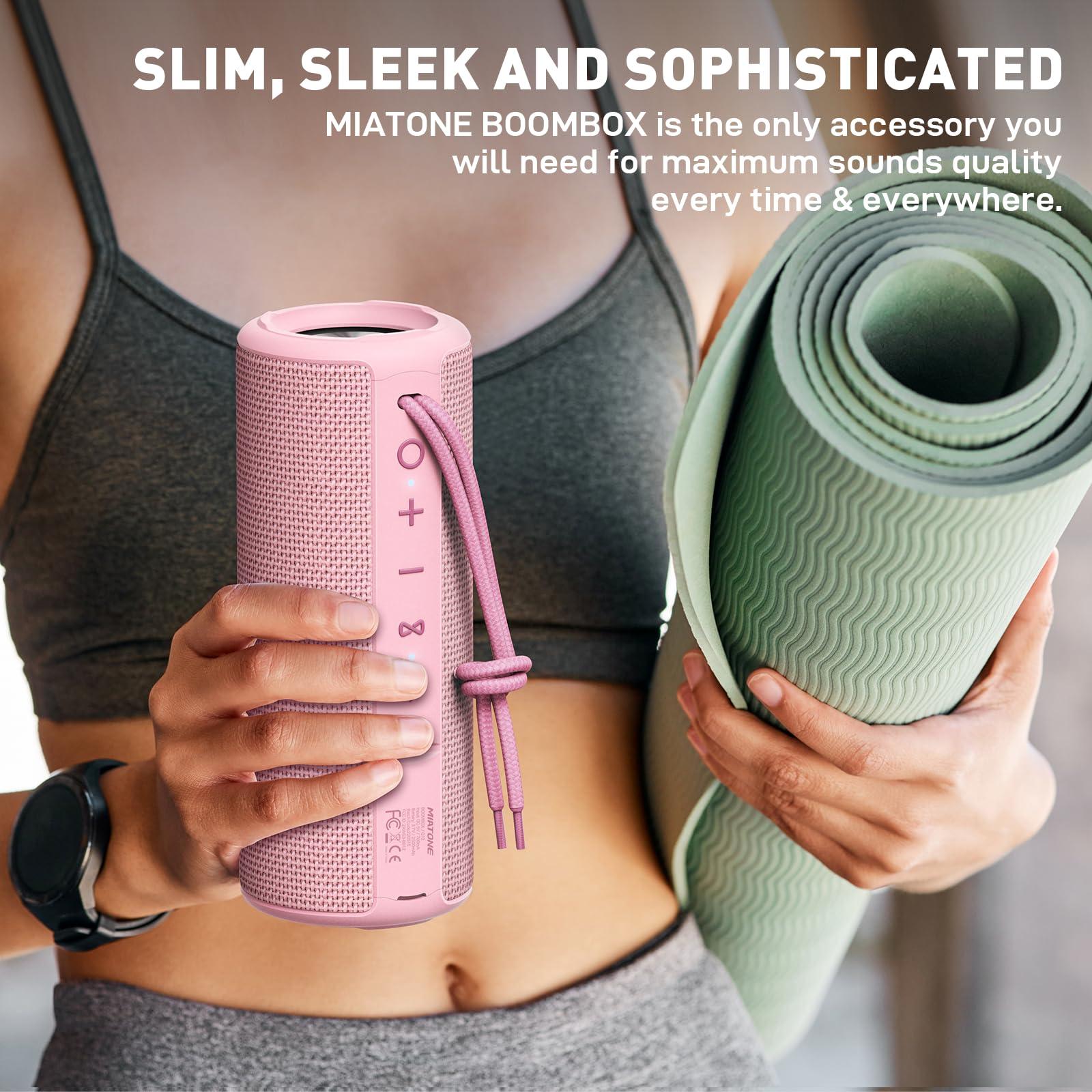 MIATONE MIATONE Boombox Outdoor Portable Bluetooth Speaker Waterproof Wireless Speakers Valentines Day Gifts for Women Mom Her - Pink