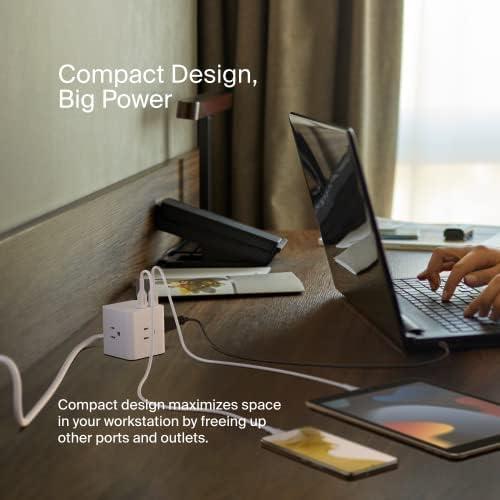 Belkin Belkin 6-Outlet Power Cube w/ 3 AC Outlets, 3 USB-A Ports, & 5ft Sturdy Extension Cord - Convenient Compact Cube for Home, Office, Travel, Desktop, & Phone Charger - 4.5 Amps