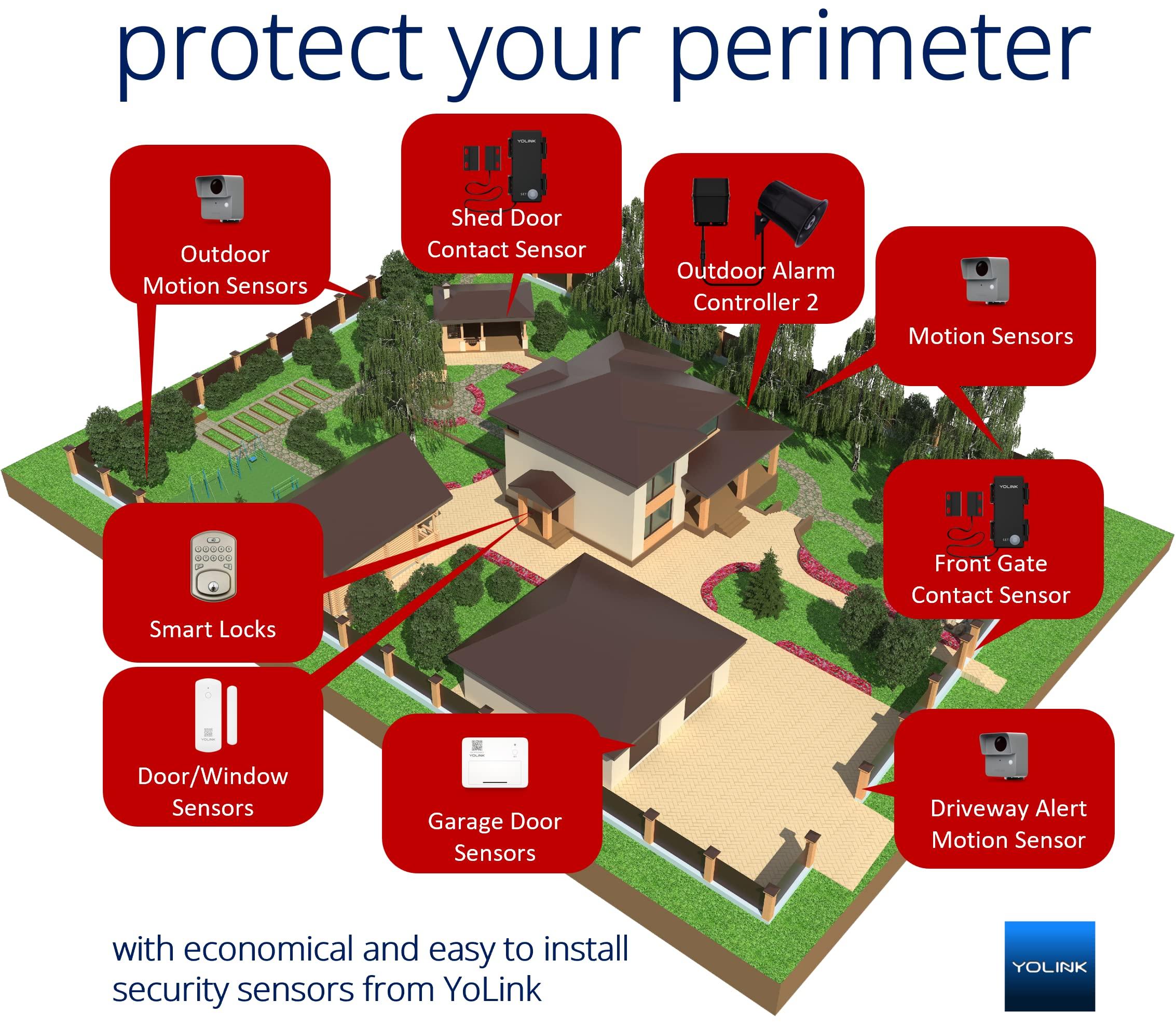 YoLink YoLink LoRa Smart Outdoor Motion Sensor, Driveway Alert, Property Invasion/Tresspassing Detector, 1/4 Mile Open Air Range, Email/SMS/Push Alerts, Alexa, IFTTT, Home Assistant (Hub Included!)