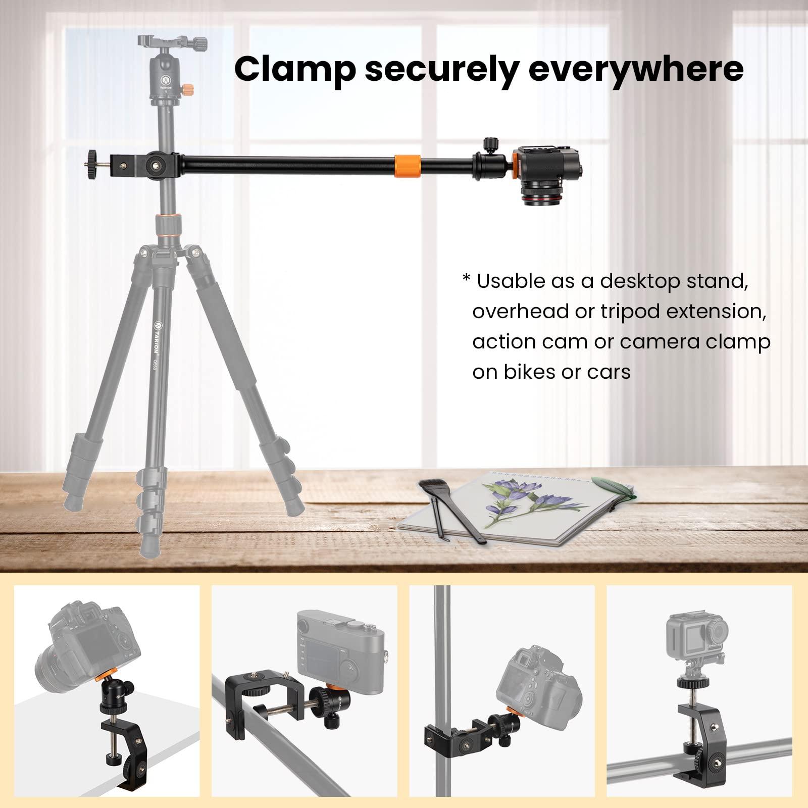 TARION TARION C Clamp Camera Mount Stand Set + Overhead Camera Desk Mount | Camera Arm Mount Desktop Live Stream Stand Kit TitanRig + Camera Mount Stand Set with Extension Stand Ball Head 1/4 Screw TR-CS