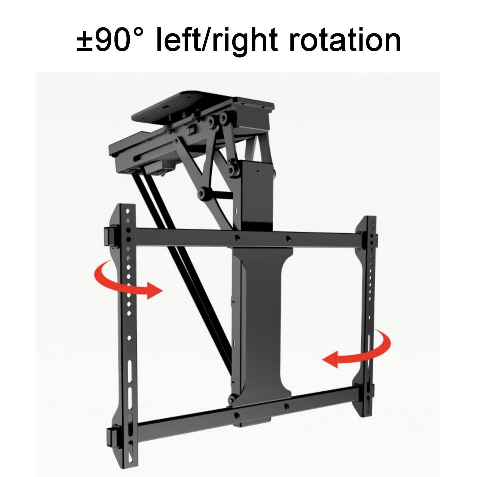 THEGA TV Ceiling Mount Adjustable Bracket - Motorized TV Lift, Motorized TV Ceiling Mount, TV Wall Mounts and Tilt Mounts, 90 Left/Right Rotation Electric TV Lift, for 32-75 Inch TVs