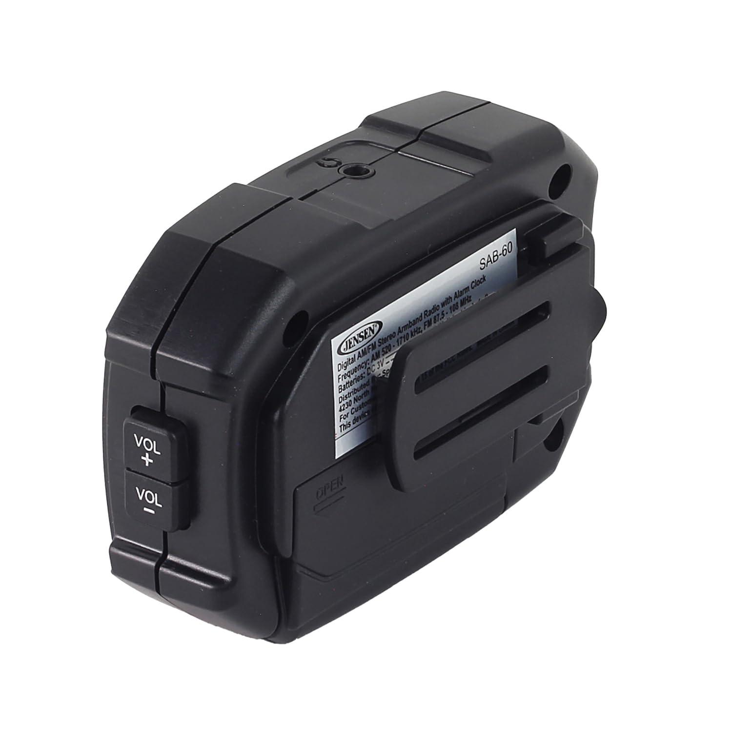 Jensen Jensen SAB-60 Armband Digital AM/FM Stereo Radio with Clock and Earbuds, Black, SAB-60