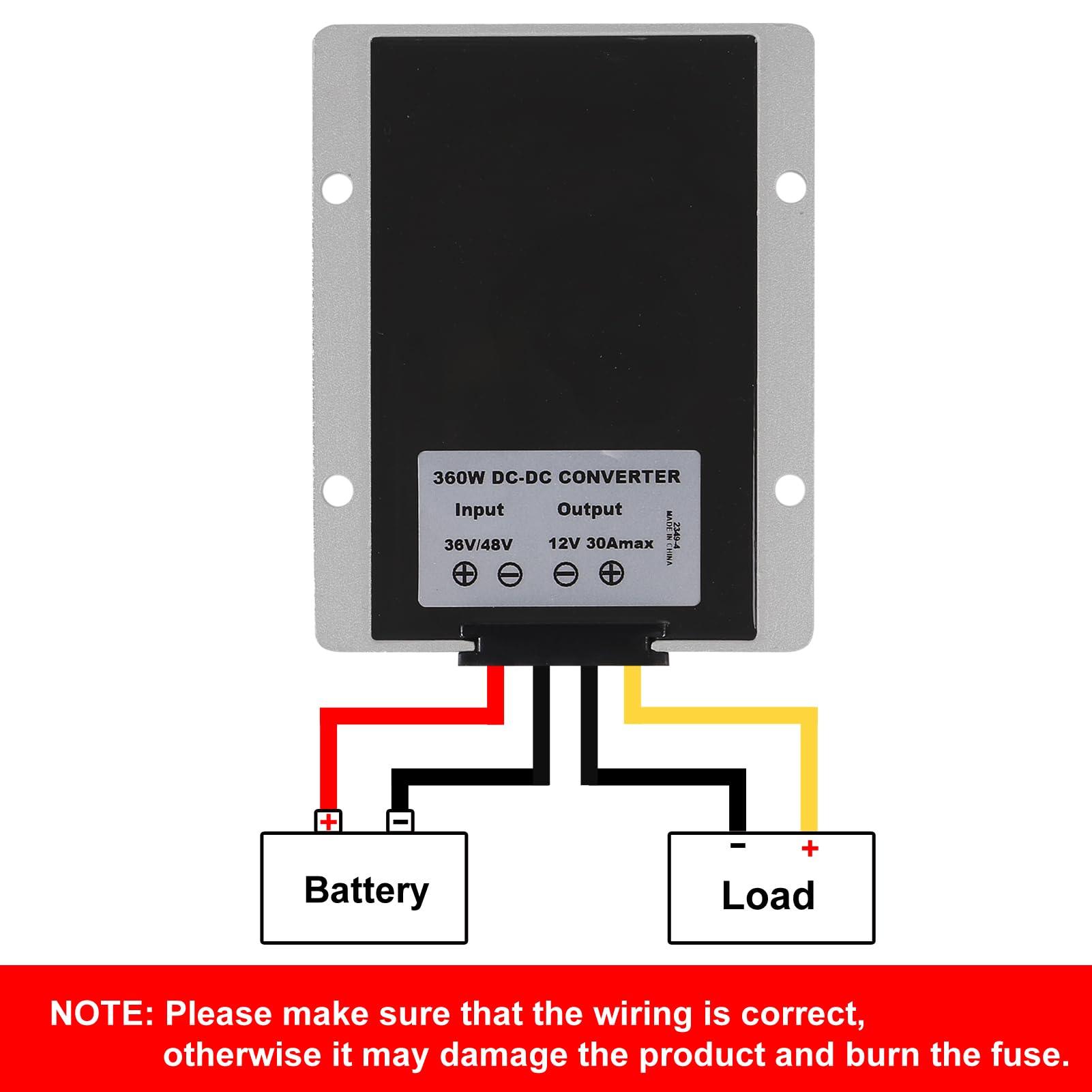 DORHEA DC 36V/48V to 12V Step Down 30A 360W DC to DC Buck Transformer Power Supply Module Buck Converter Regulator Waterproof Voltage Reducer for Golf Cart, Car