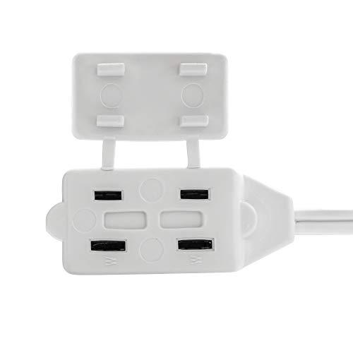 Cmple CMPLE - 3-Outlet Household Indoor Extension Power Cord - 2 Prong with Protection Outlet Cover - 6 Feet, White, (2 Pack)