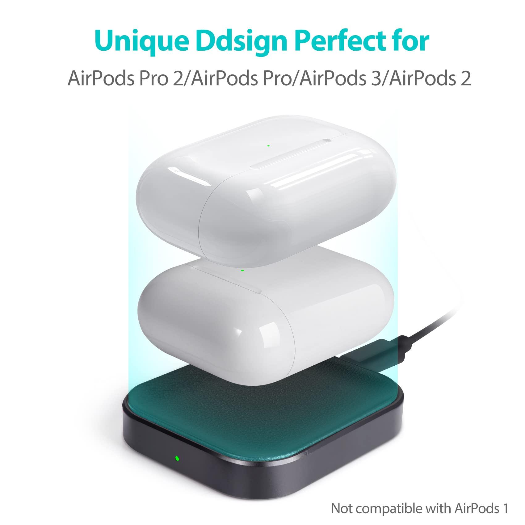 Miroddi Airpods Pro Charger, Wireless Charger for AirPods Pro 2, AirPods Pro 1, AirPods 4 (with ANC), AirPods 3, AirPods 2, AirPods Wireless Charging Station (No AirPods Included), Black