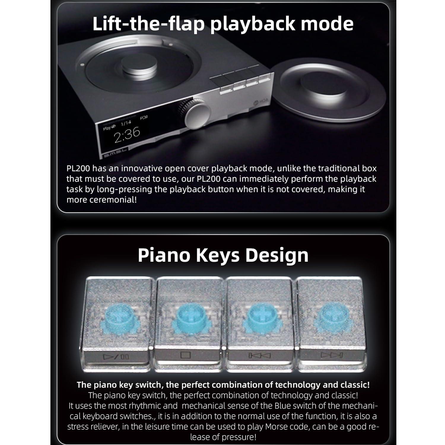 S.M.S.L S.M.S.L PL200 Vibration Proof Compact MQA-CD Multifunction Player USB DAC Multi Input | USB/Bluetooth/CD | Multi Output | RCA/XLR/Headphone Tempered Glass Display Full Function Remote Control Black