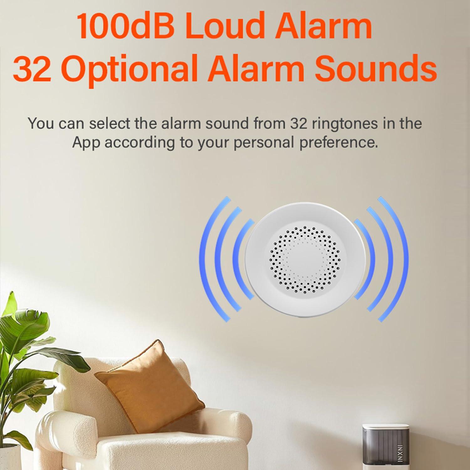SENCKIT WiFi Smart Siren Alarm: Home Security Alarm with 100db Sounder, App Control, Smart Alarm Siren for Home Safety System & Smart Home Automation, Wireless Burglar Alarm, Compatible with Alexa