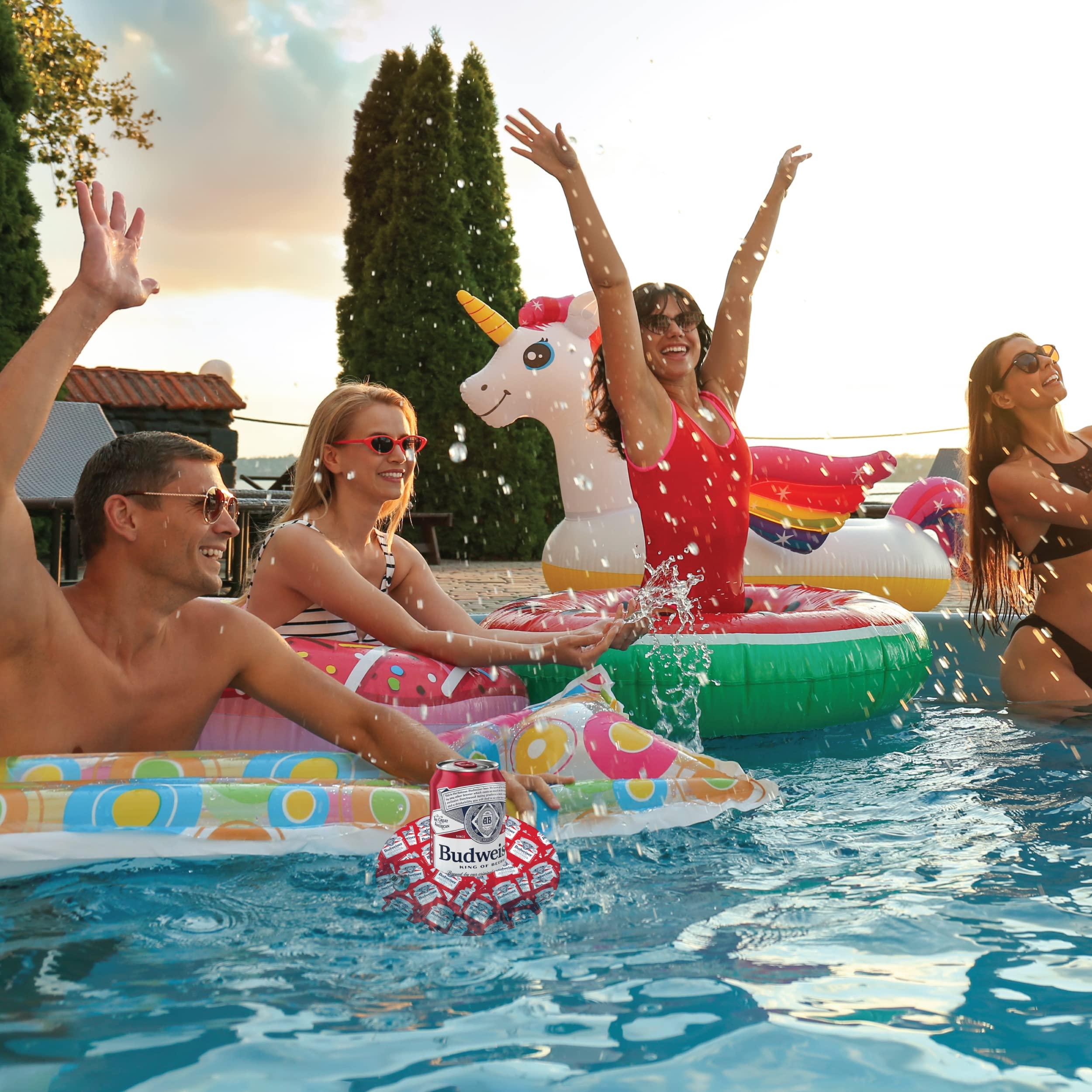 Budweiser Budweiser Bluetooth Pool Floatie Speaker - Portable Bluetooth Speaker - Water Resistant - Air Pump Included - Drink Holder