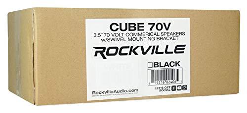 Rockville Rockville RCS80-1 60 Watt 70v Commercial/Restaurant Amp/Bluetooth Receiver Bundle CT80 8\" 70V Subwoofer with Wall Mount Cube 70v Black Swivel Wall Mount Speakers (3 Items)