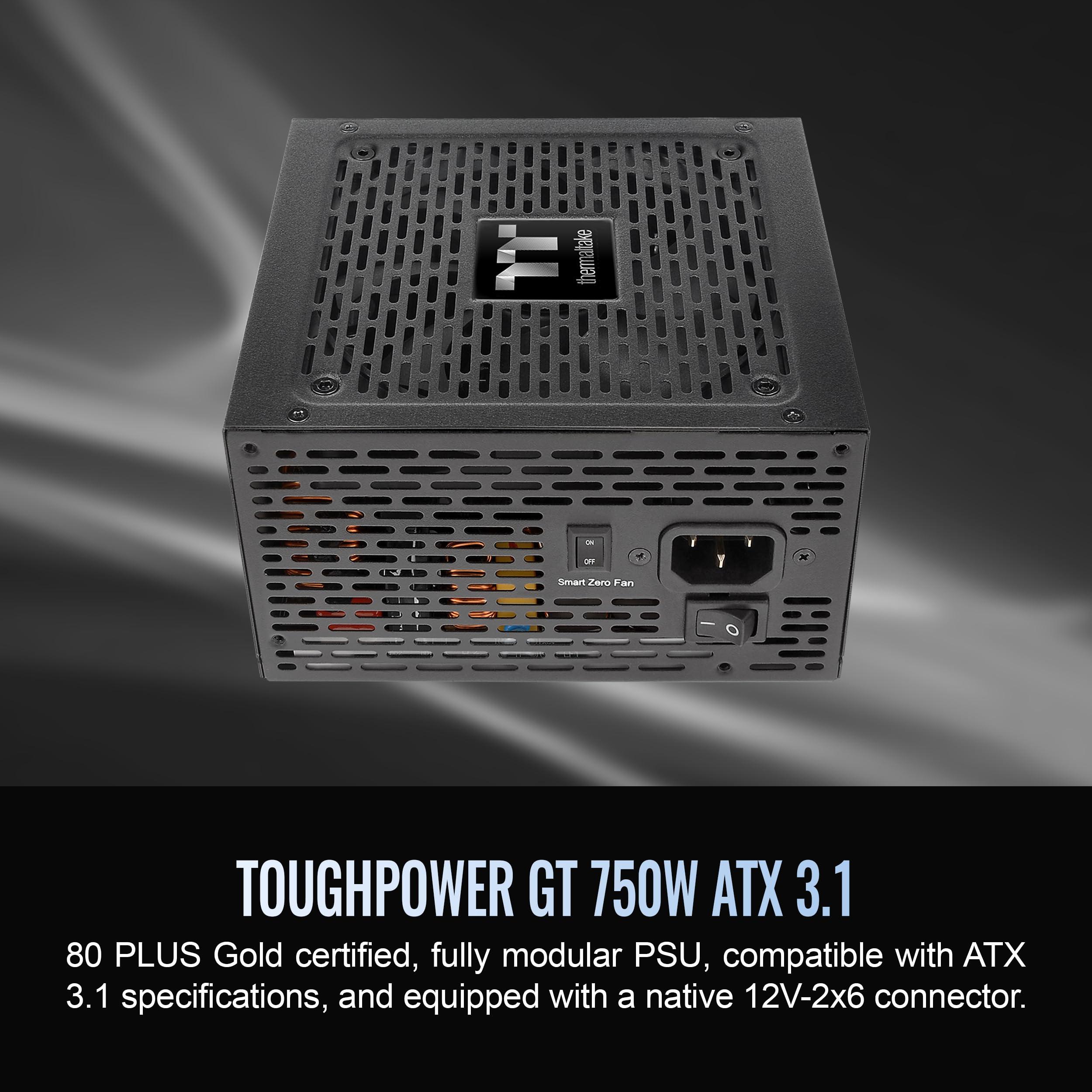Thermaltake Thermaltake Toughpower GT 750W ATX 3.1 Standard Power Supply; 80 Plus Gold Efficiency; Smart Zero Fan; Native 300W PCIe 5.1 Connector; PS-TPT-0750FNFAGU-3; 5 Year Warranty