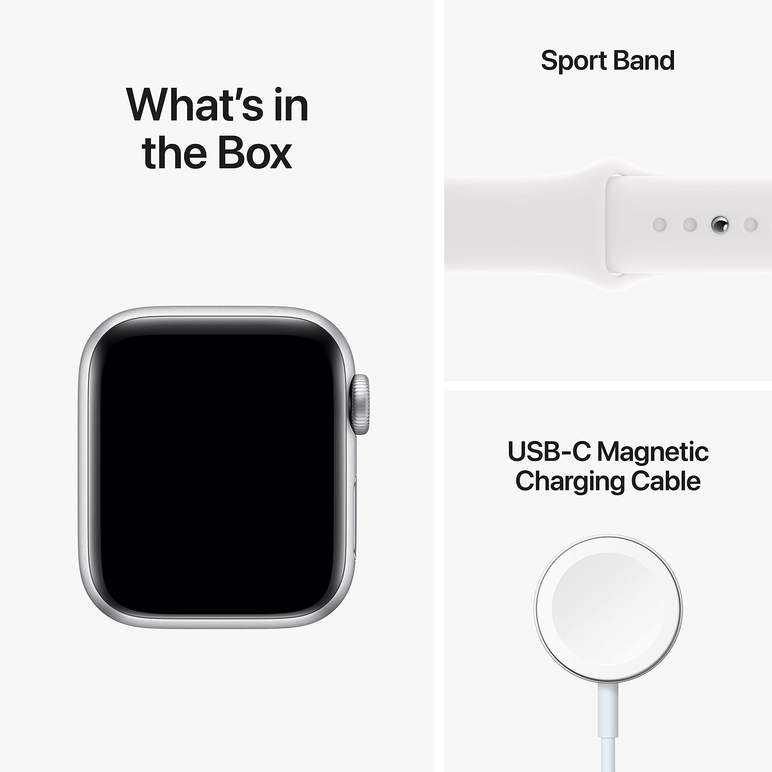 Apple Apple Watch SE (2nd Gen) (GPS + Cellular, 40mm) - Silver Aluminum Case with White Sport Band, S/M (Renewed)