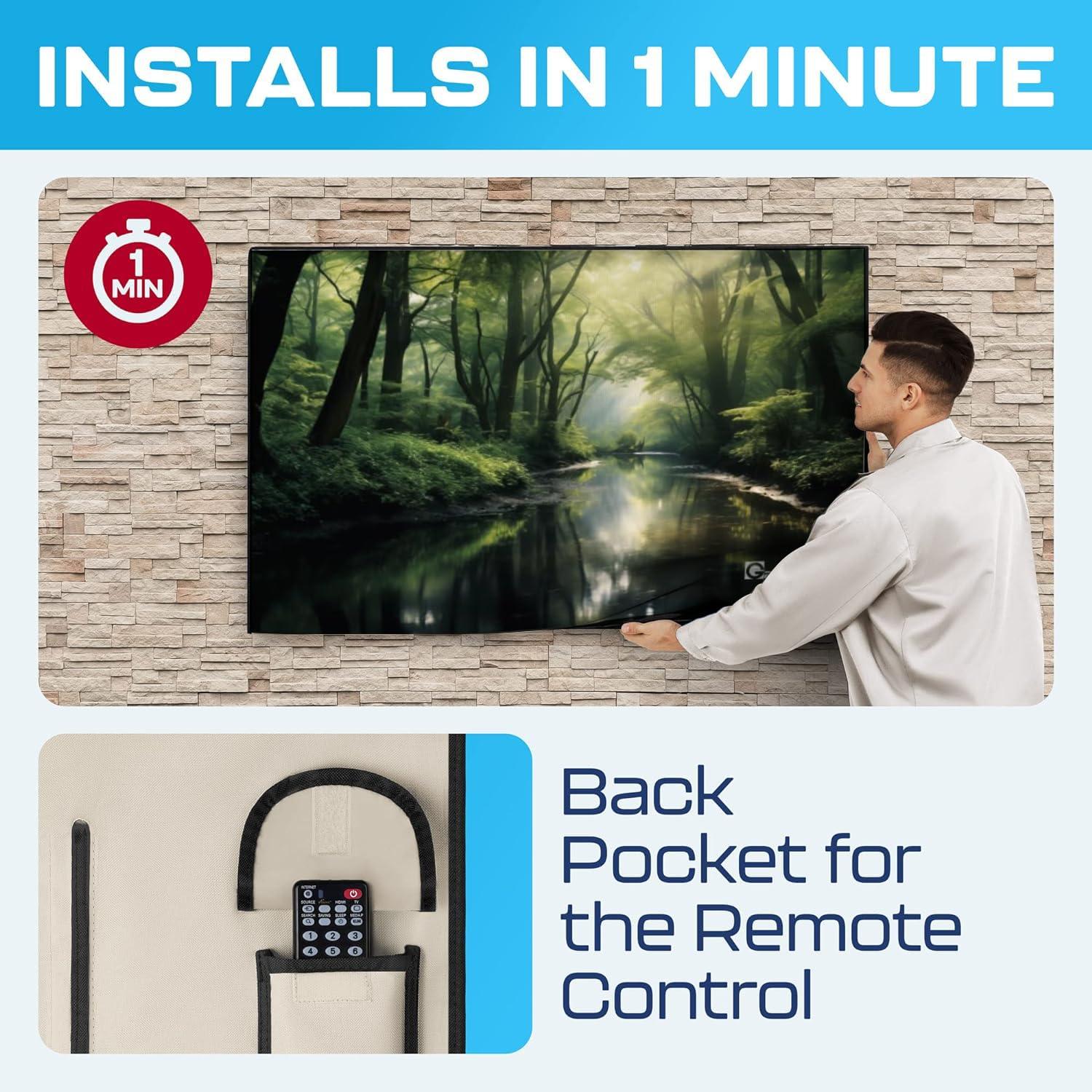 Garnetics Outdoor TV Cover 55 Inch Weatherproof and Waterproof | TV Cover for Outside 55 | Outdoor TV Enclosure | Smart Shield TV Screen Protector for Outside TV 55 Inch TV Cover Outdoor |TV Display Protectors