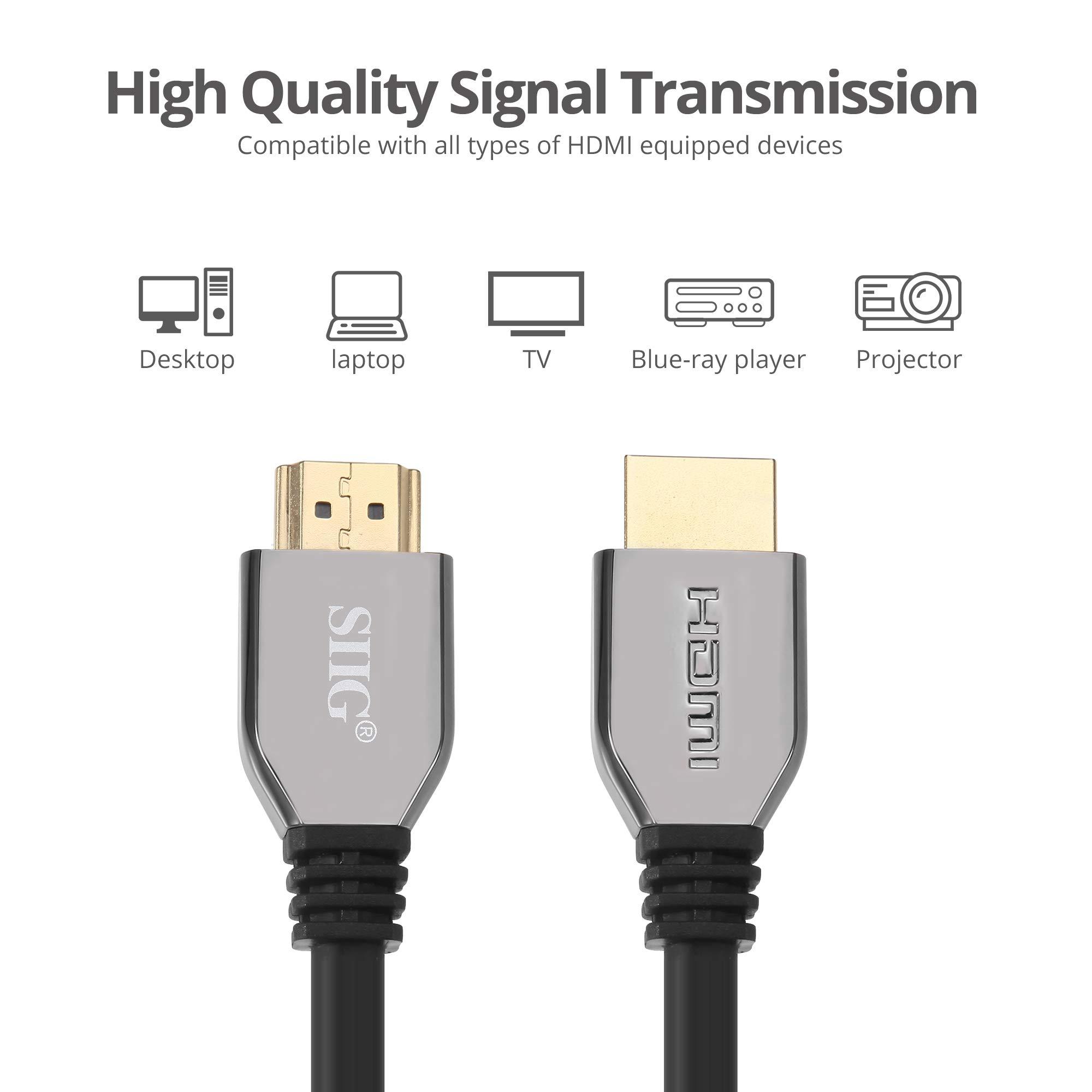 SIIG SIIG 8K Ultra High Speed HDMI Cable - 10ft, HDMI 2.1 Cable - 8K,48Gbps,Dynamic HDR,4K/120Hz,eARC, HDCP 2.3 DSC, for PS5, Xbox Series X, RTX 3XXX, RX 6XXX, Apple TV, and More (CB-H21611-S1)