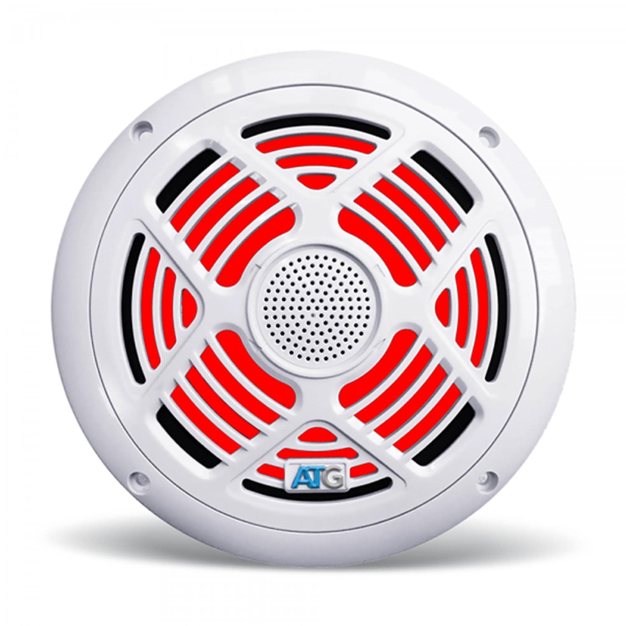 Audio To Go ATG Audio Marine 8\" Coaxial Speakers with RGB LEDs, Pair, White, 160W - ATG8MRGB-W