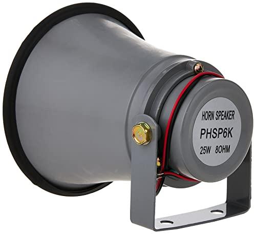 Pyle Pyle Indoor/Outdoor PA Horn Speaker - 6.3” Portable PA Speaker with 8 Ohms Impedance & 25 Watts Peak Power - Mounting Bracket & Hardware Included PHSP6K, White, 6.3-Inch