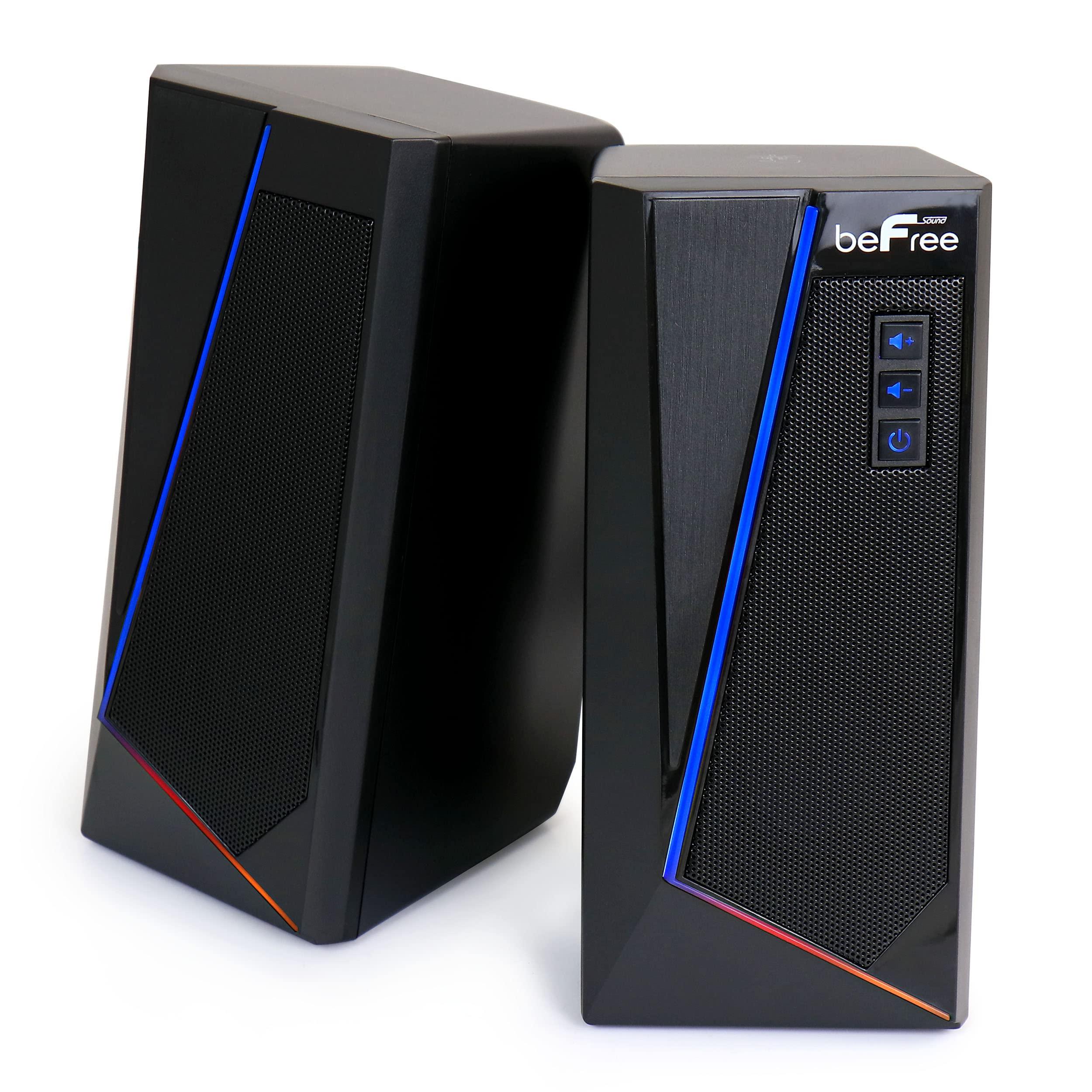 beFree Sound beFree Sound 2.0 Computer Gaming Speakers with LED RGB Lights, Black