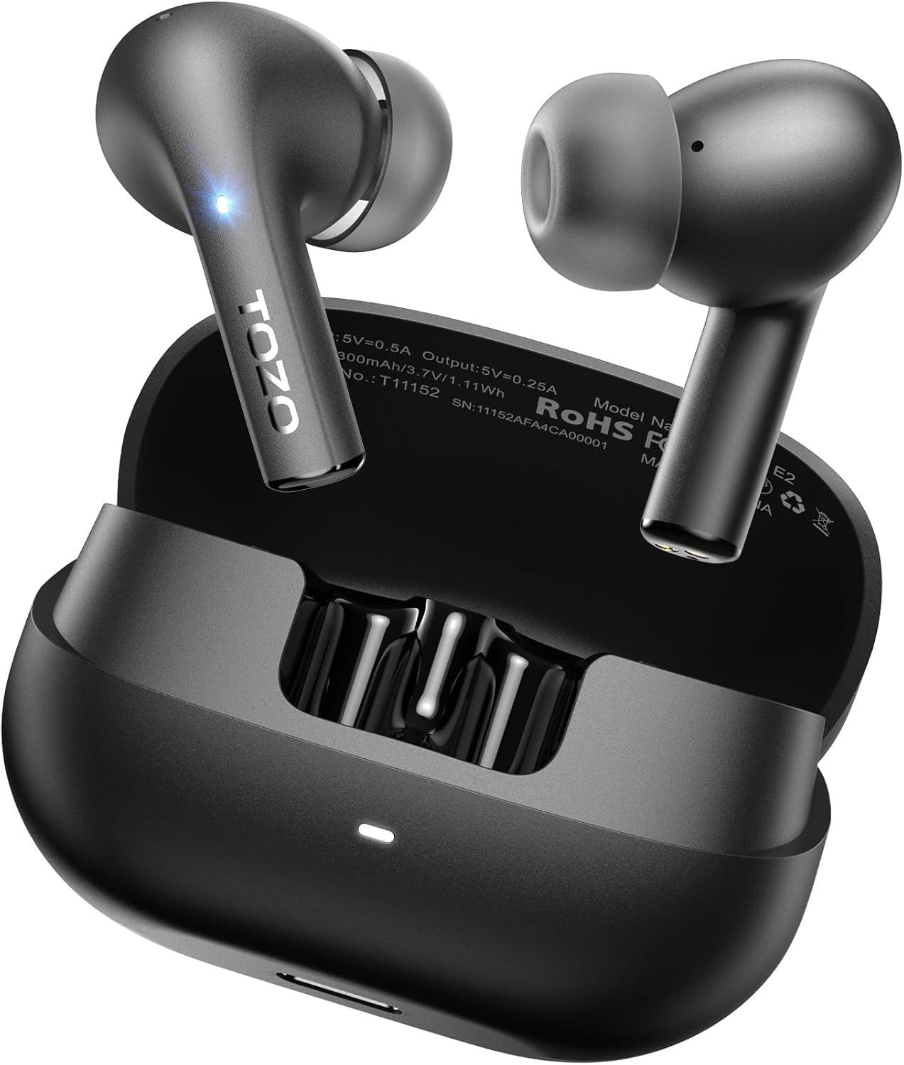 TOZO TOZO E2 Wireless Earbuds 10mm Drivers with Powerful Bass, App Customize 32 EQs, with 2 Mics AI Call Noise Cancellation, 30H Playtime, Bluetooth 5.3 Ear Buds, Comfort Fit in-Ear Headphones