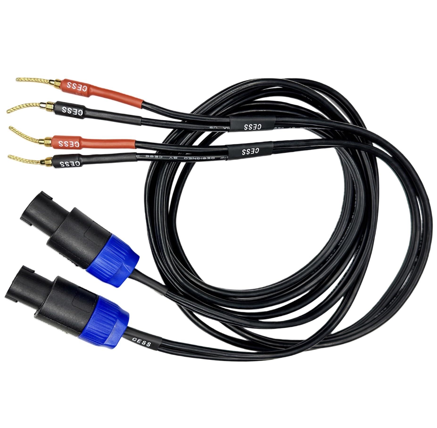CNCESS CESS-276-6f Braided-Type Pin Banana Plug to Speakon Speaker Cable, Secure Contact with Spring Clips, Super Soft Silicone 12 Gauge Wires (6 Feet)