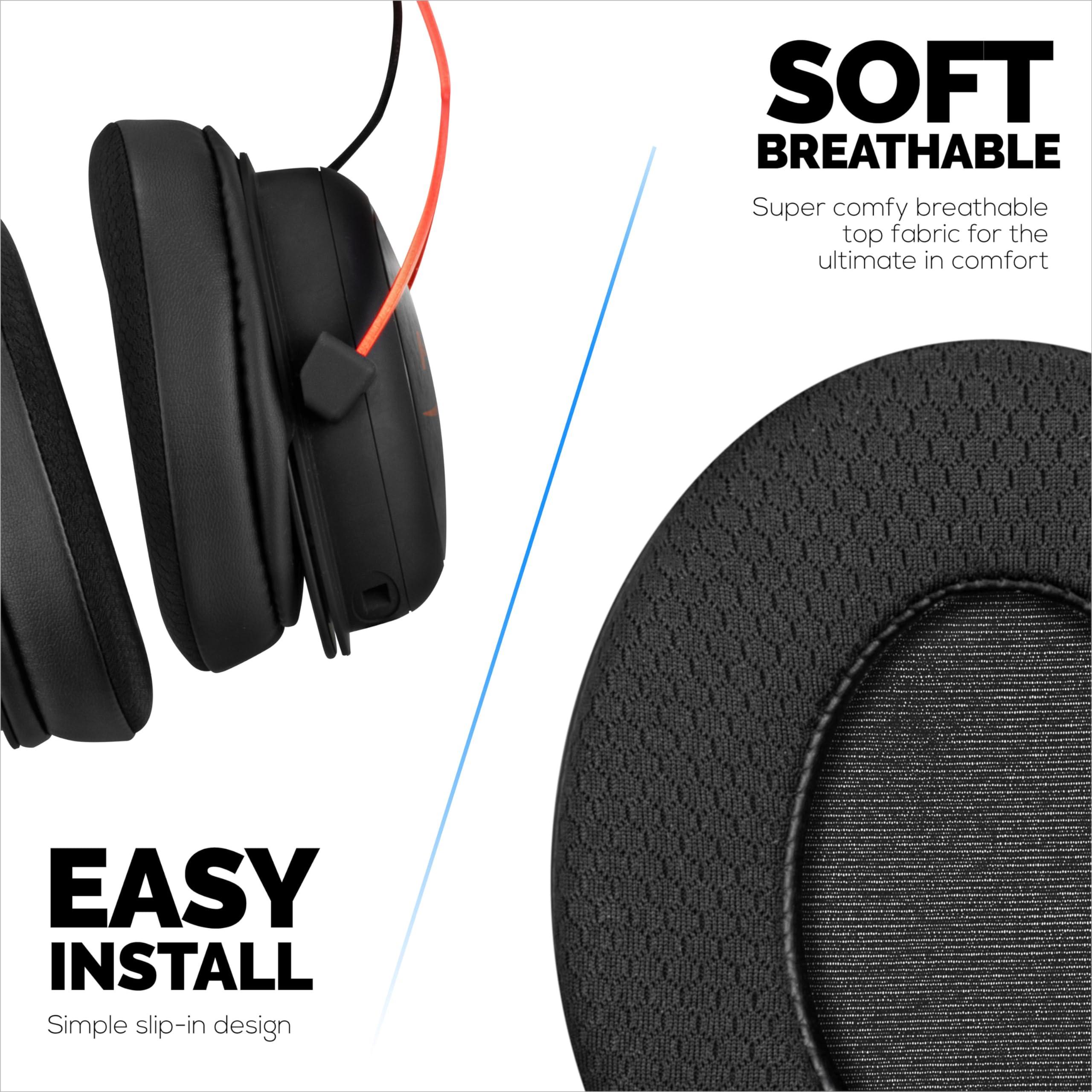 BRAINWAVZ Brainwavz Hybrid Earpads for HyperX Cloud 1, 2/2 Wireless, Core, Flight/Flight S, Alpha/Alpha S Headsets & More, Soft Breathable Fabric, Cooling Gel, Extra Comfort, Durable & Long Lasting