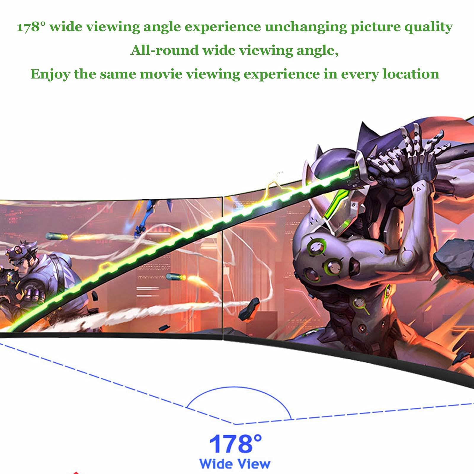 Rsmmpqa 27-inch Curved Surface Wireless Monitor Full Hd IPS Computer Monitor Eye Protection Screen 144hz Ultra-Thin Narrow Border LCD Desktop Monitor