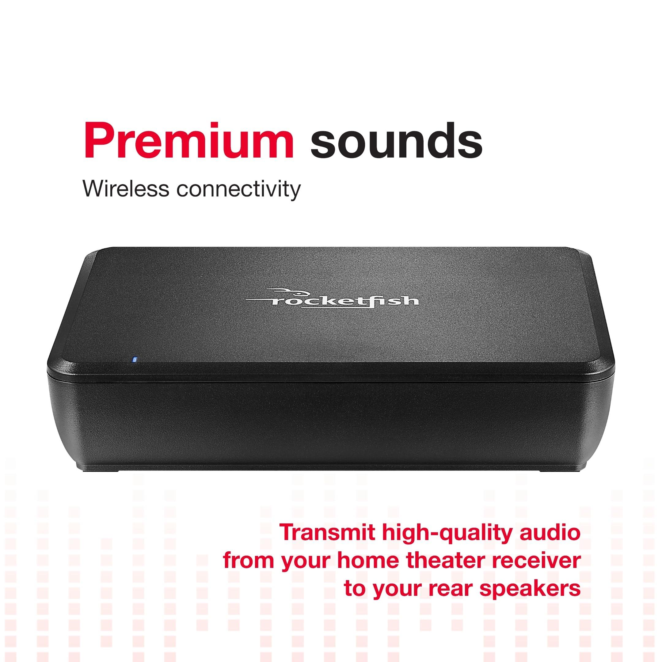 Rocketfish Rocketfish Wireless Rear Speaker Kit - Speaker Kit with Sender & Receiver - Home Theater & Entertainment Audio System - Wireless Surround Sound System with Compact Size & Low Power Consumption