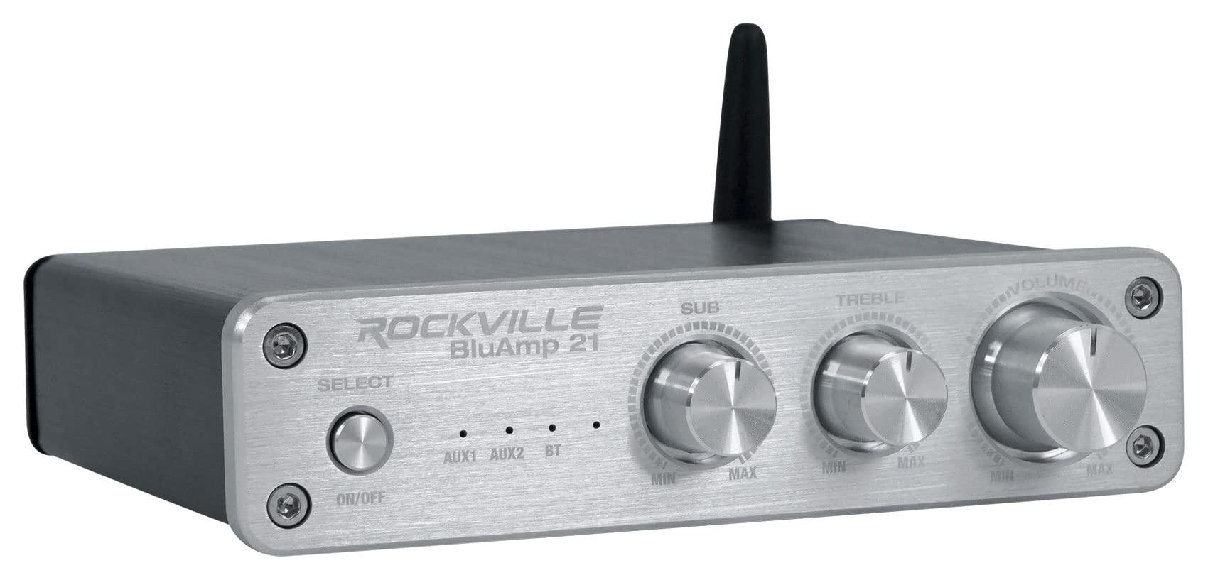 Rockville Rockville BLUAMP 21 Silver 2.1 Channel Bluetooth Home Audio Amplifier Receiver