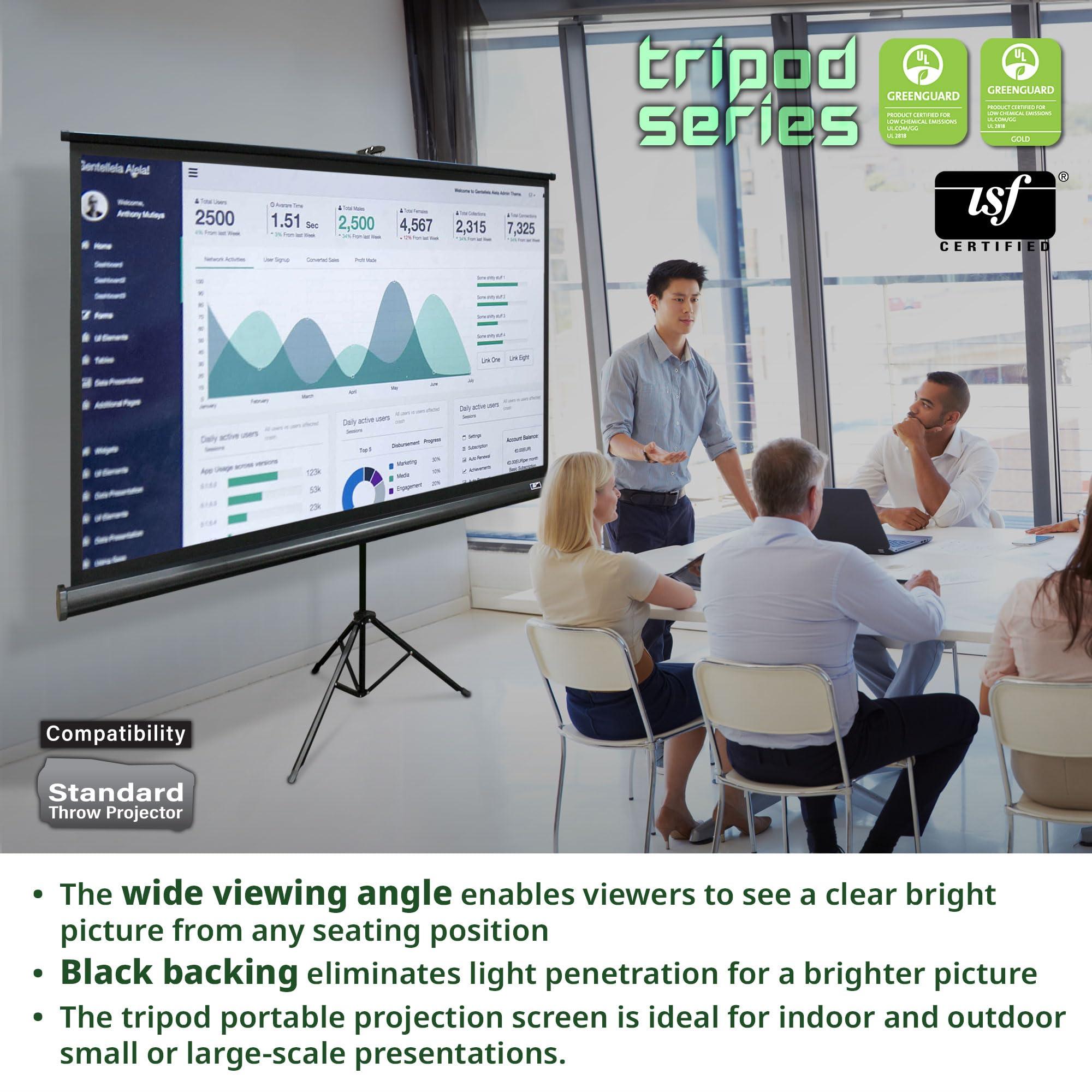Elite Screens Elite Screens Tripod Series, 120-inch Adjustable Multi Aspect Ratio 16:9 Portable Indoor Outdoor Projector Screen, 8K / 4K Ultra HD 3D Ready, US Based Company 2-YEAR WARRANTY, T120UWV1 - Black