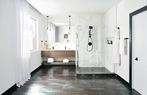 Moen Moen Align Matte Black Pressure Balancing Modern Tub and Shower Trim Kit, Featuring Bathroom Shower Lever Handle for Temperature Adjustment, Shower Faucet Handle (Posi-Temp Valve Required), T2191BL