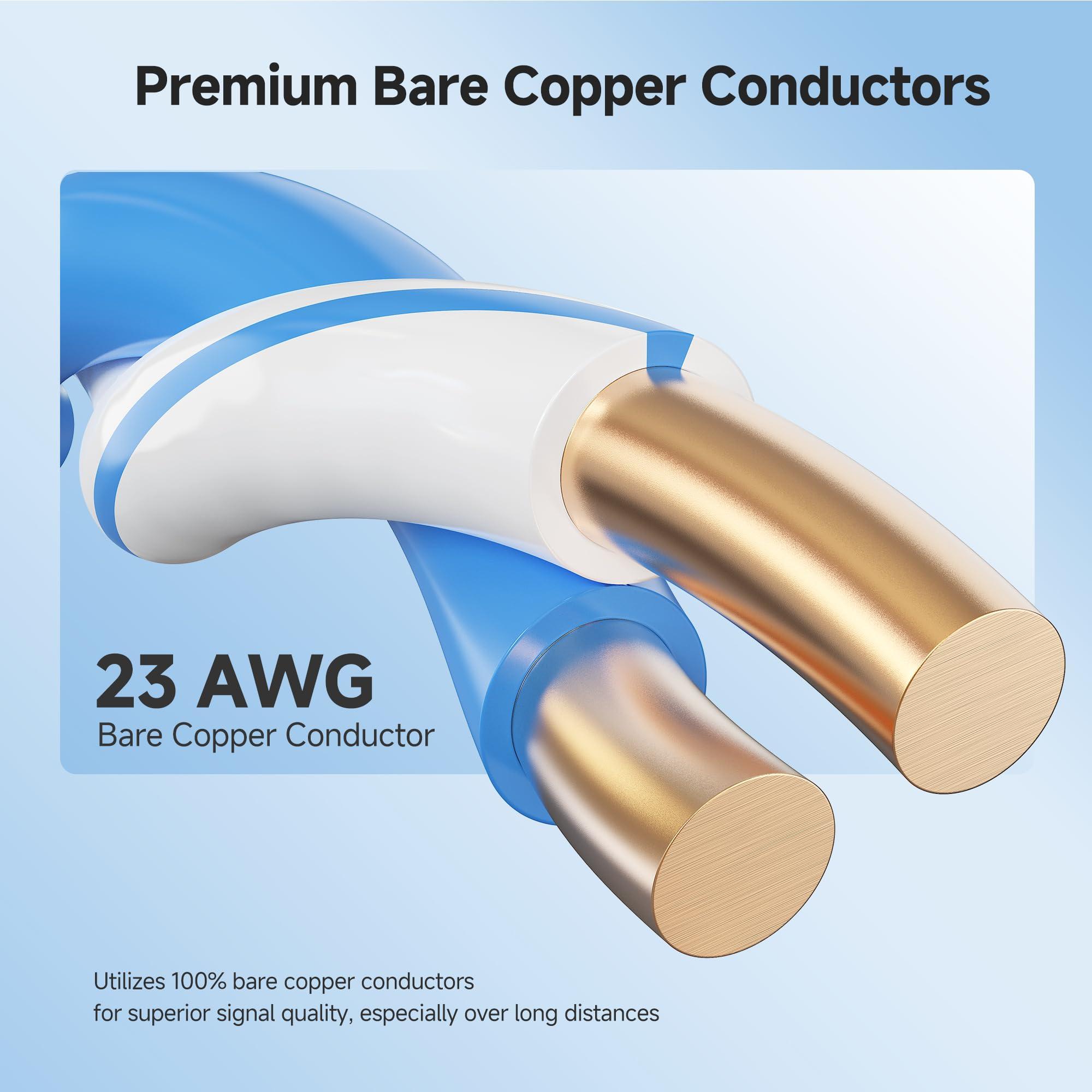 Cable Matters Cable Matters [UL Listed] 10Gbps in-Wall (CM) Rated 23AWG Bare Copper Cat 6 Cable - 500ft, Solid, UTP Cat6 Bulk Ethernet Cable, Cat6 Ethernet Cord, Blue
