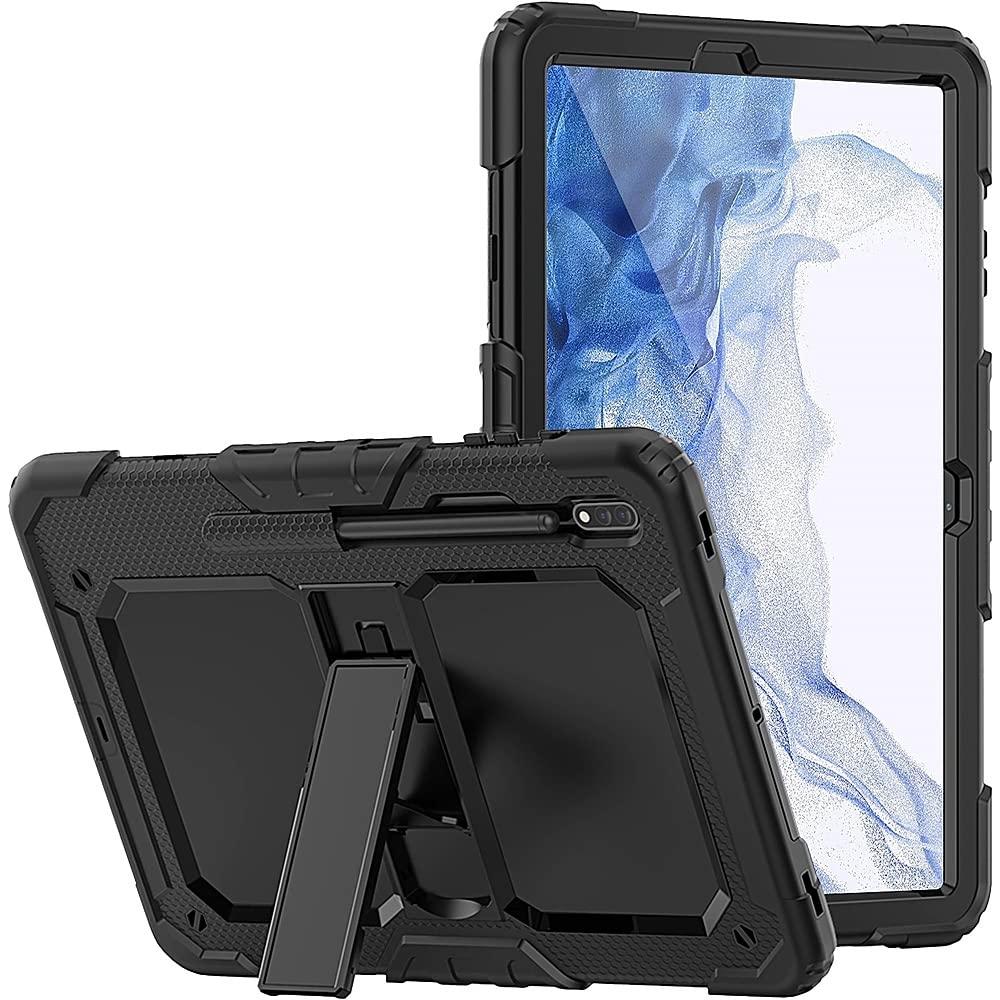 ZERODAMAGE SAHARA CASE SaharaCase - Defense Series Case Cover for Samsung Galaxy Tab S8 (2022) [Shockproof Bumper] Rugged Full Screen Protection Integrated Kickstand Antislip Cover - Black