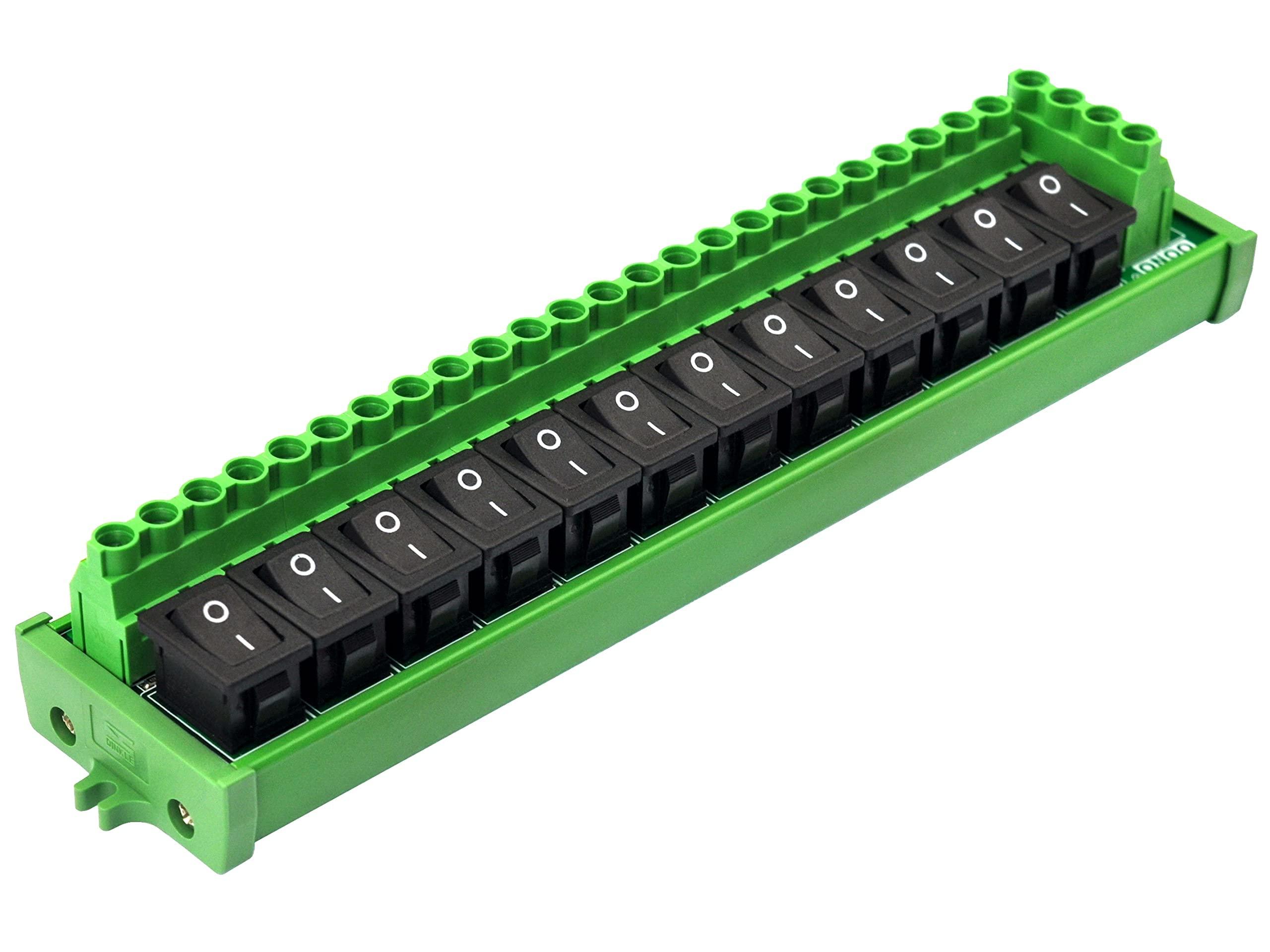 OONO Screw Mount 12 Channel Rocker Switch DC Power Distribution Strip Module