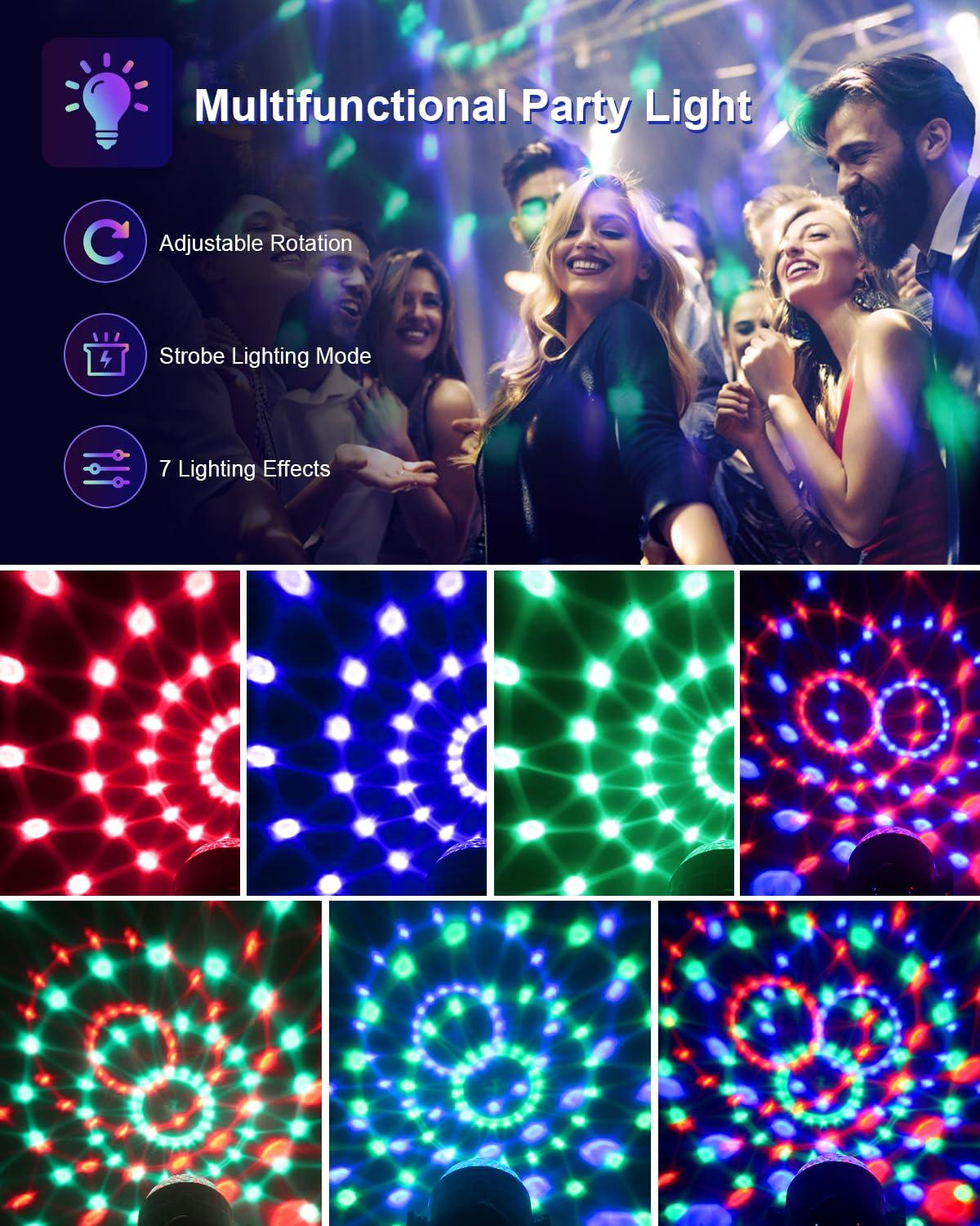 Luditek Luditek 3-Pack Sound Activated Party Lights w/Remote Control, Disco Ball Strobe Light LED Disco Lights for Home Room Dance Birthday Christmas Graduation Party Decorations