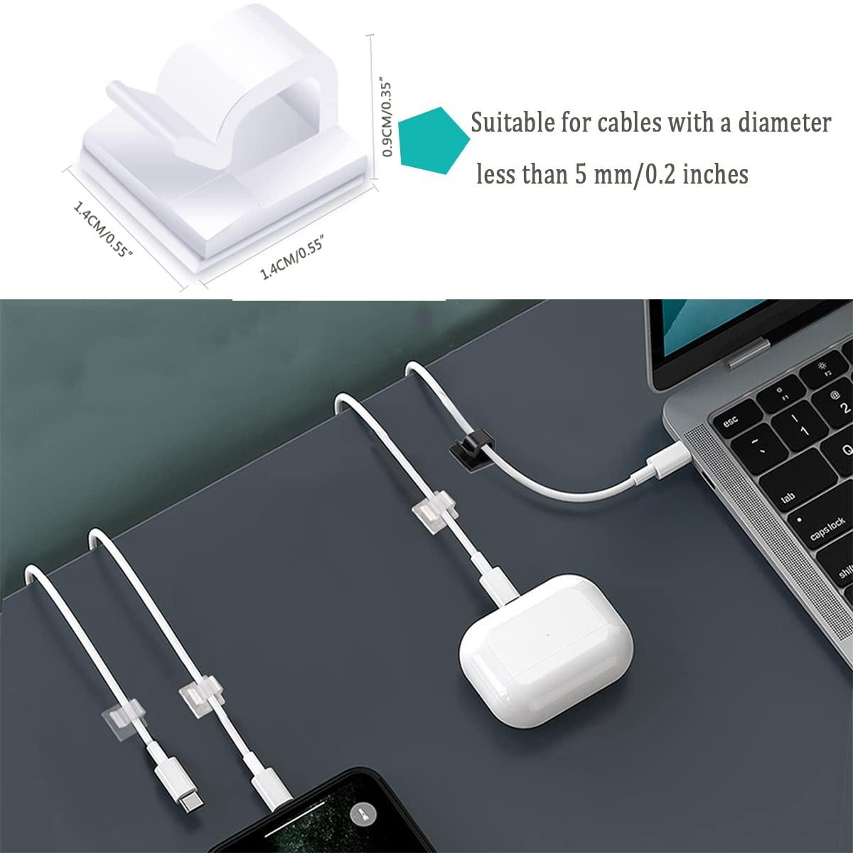 KGROTE 60PCS Cable Clips, KGROTE Outdoor Wire Clips Adhesive Cable Hooks Cord Organizer Holder Christmas Light Clips for Desk, Wall Cable Management, String Lights, Fairy Lights, Decorations Hanging - Clear