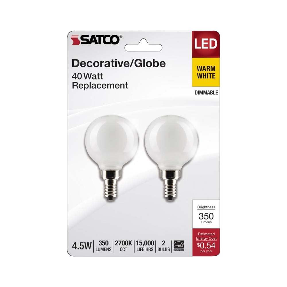 Satco Satco 21812-4.5G16.5/LED/WH/927/120V/E12/2 Globe (S21812) G16 5 Globe LED Light Bulb