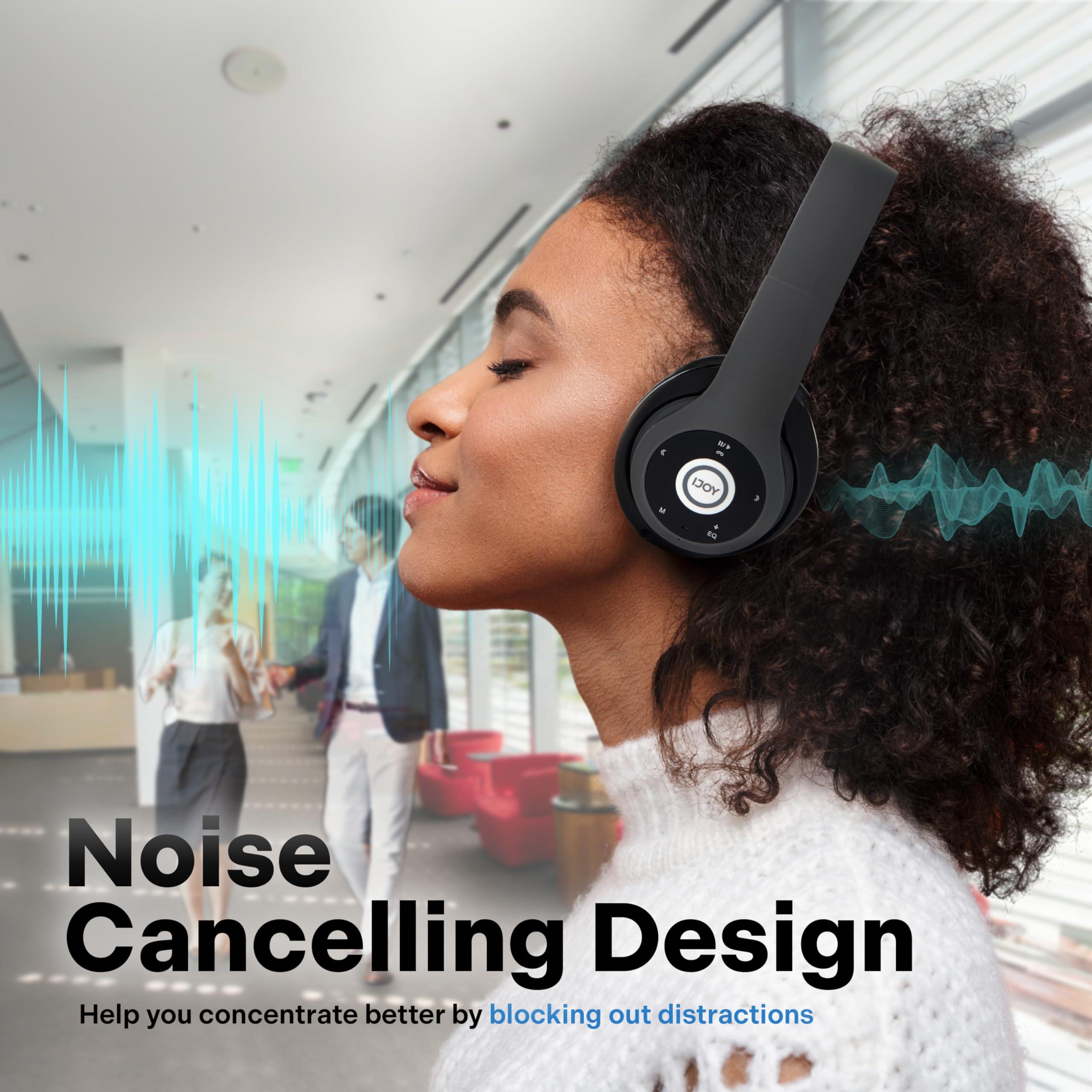 iJoy iJoy Bluetooth Headphones Over Ear, Wireless and Wired Foldable Headset Built-in Microphone - (Stealth) Adults Kids Men Women - Audifonos Auriculares Inalambricos