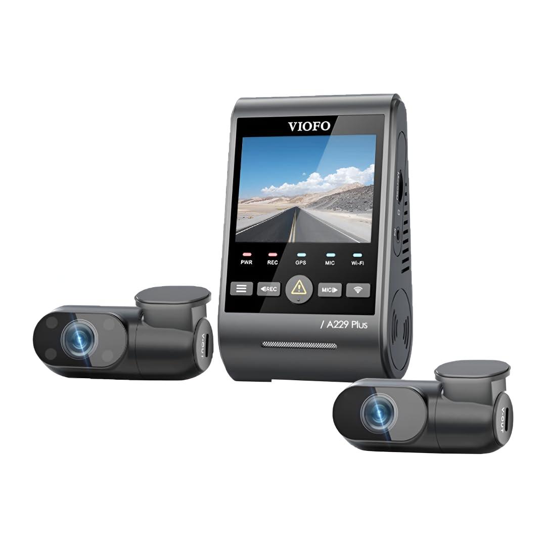 VIOFO VIOFO A229 Plus 3 Channel Dash Cam, Dual STARVIS 2 Sensors, 3-Channel HDR, 1440P+1440P+1080P Front Inside and Rear Car Camera, 5GHz Wi-Fi, Voice Control, Ultra-Precise GPS, 24 Hours Parking Mode