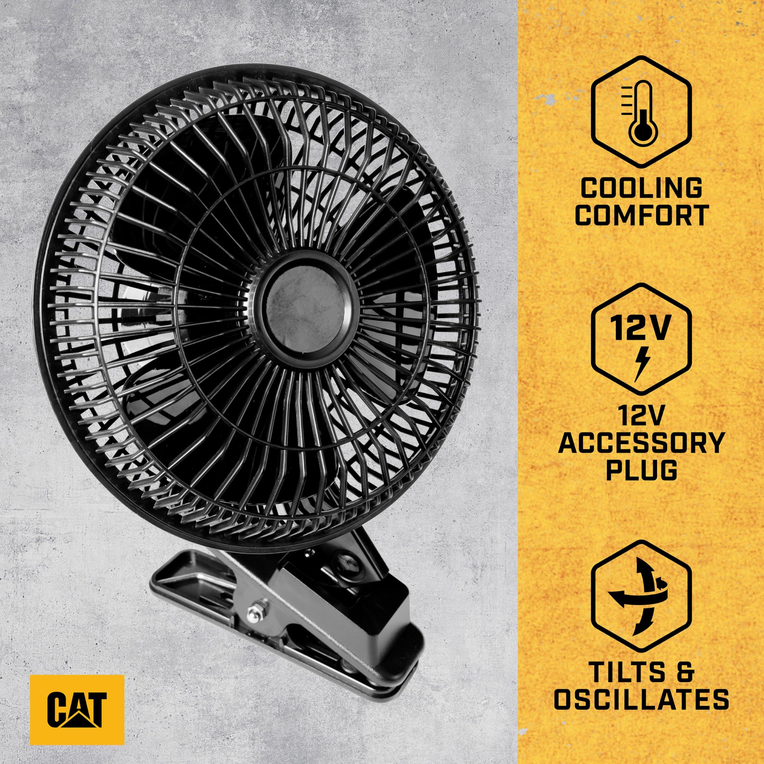 Cat Cat Clip-On Car Fan with Oscillating Design, 12V Portable Fan for Car with Quick Cooling Comfort, Ideal for Most Car Truck Van SUV with No AC