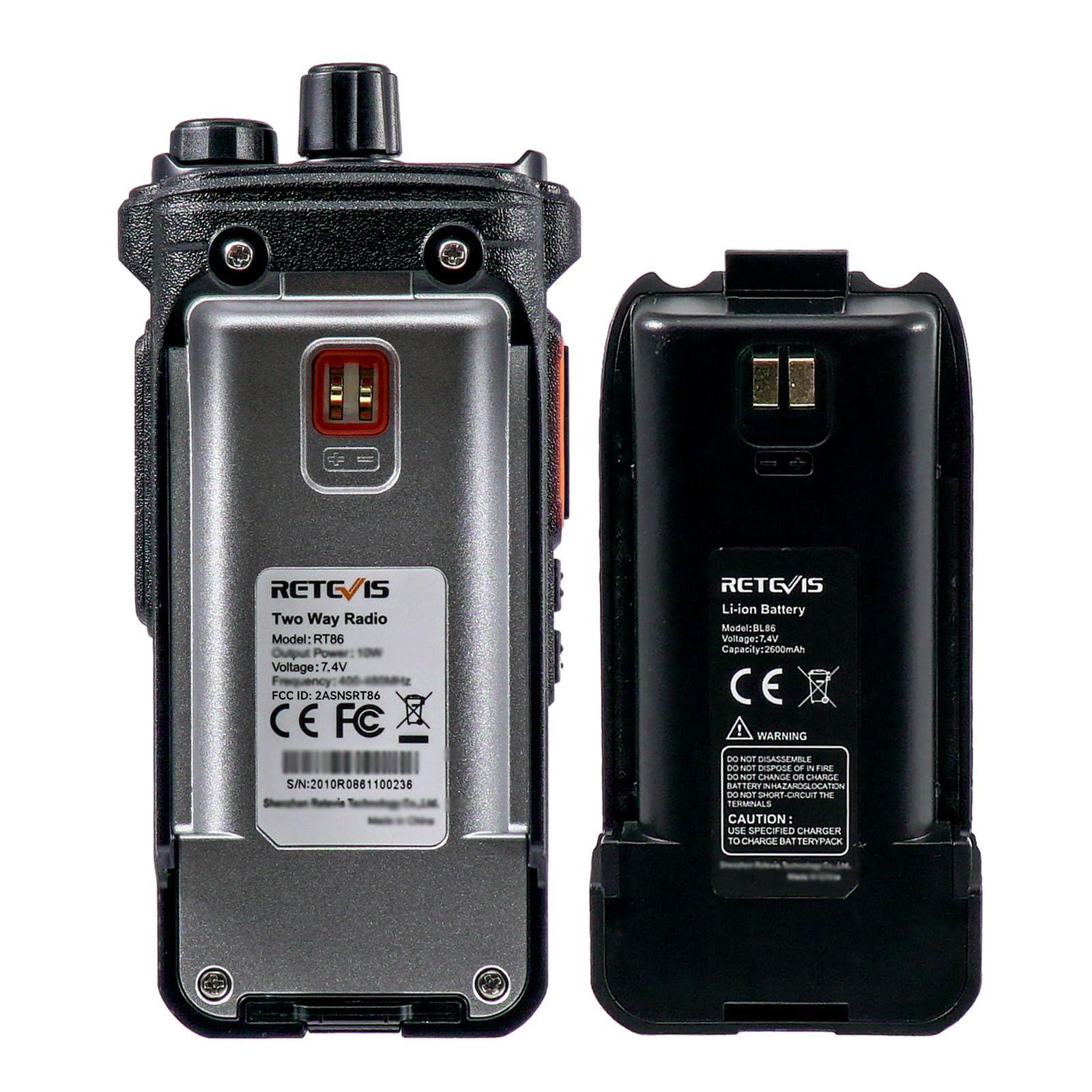 Retevis Retevis RT86 Walkie Talkies(4 Pack) Bundle with Antenna(4 Pack) Long Range, 2 Way Radio with Shoulder Mic, Heavy Duty Two Way Radios Rechargeable, Handheld, High Power, 2600mAh