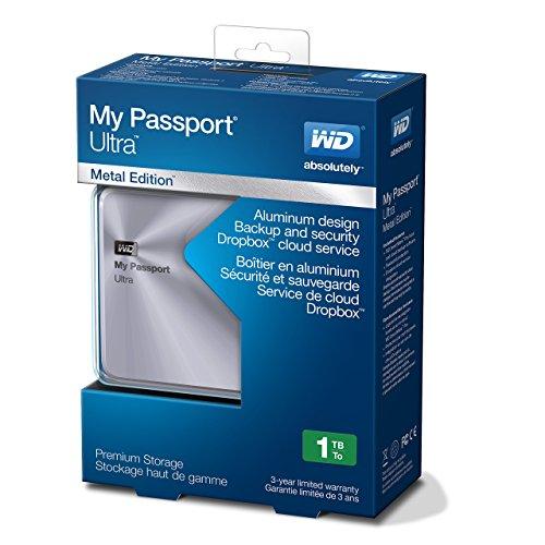 Western Digital WD 1TB Silver My Passport Ultra Metal Edition Portable External Hard Drive - USB 3.0 - WDBTYH0010BSL-NESN