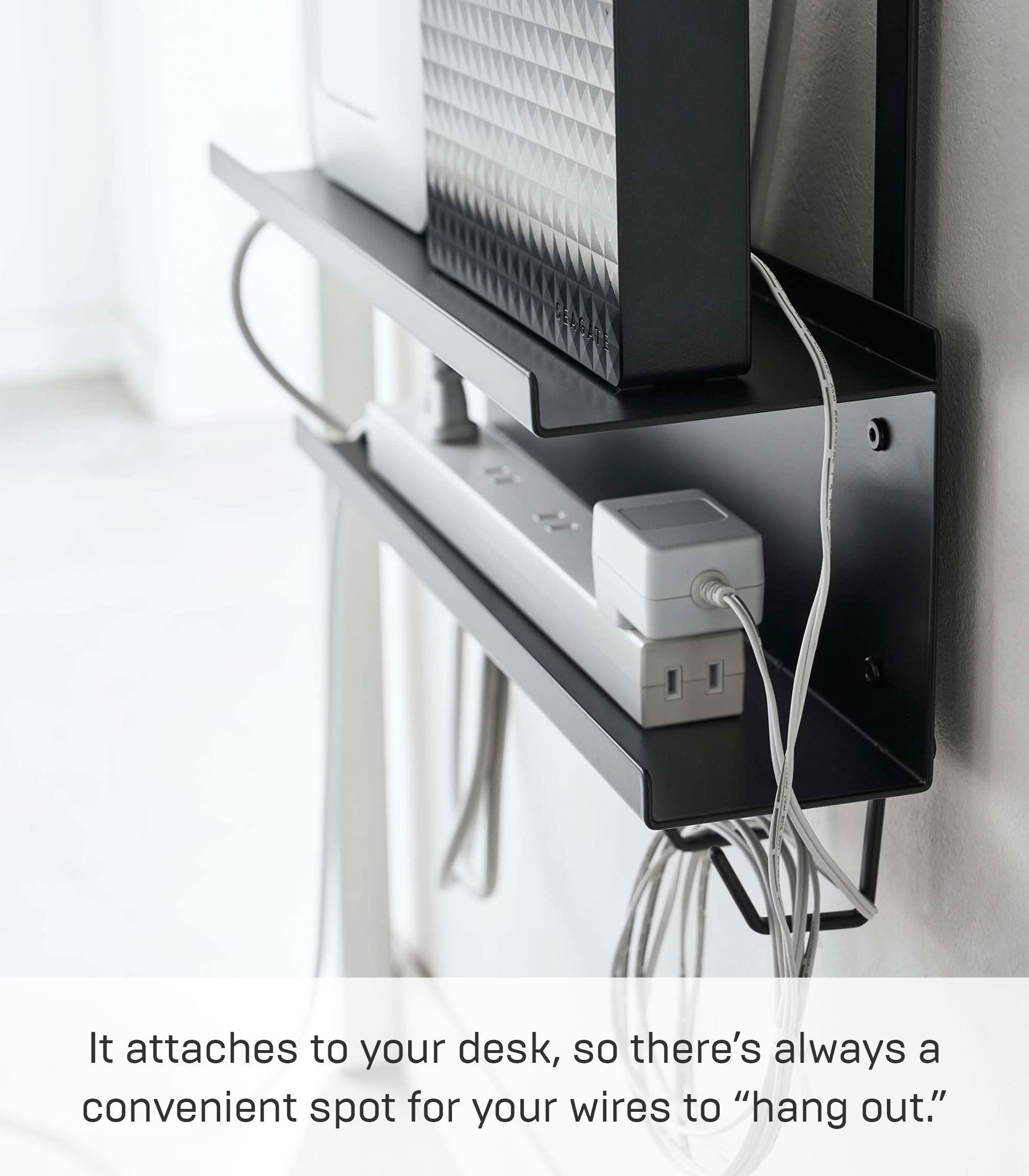 YAMAZAKI Yamazaki Home Smart Under-Desk Cable & Router Storage Rack Organizer Rack for Minamlist Office - Steel
