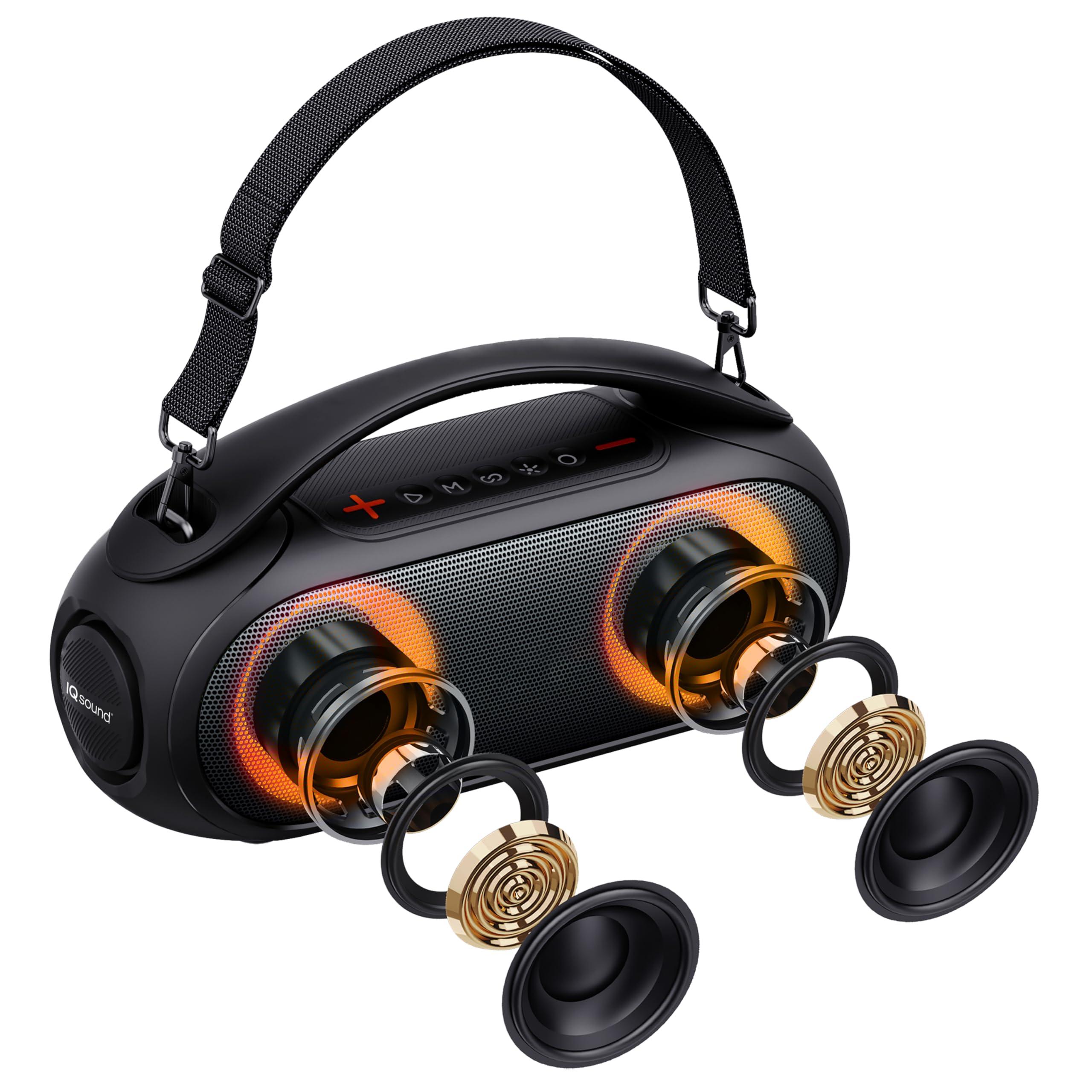 Supersonic IQ Sound IQ-3530RGB Portable Bluetooth Speaker with RGB Panel, IPX6 Water Resistant, TWS, Voice Control, Mic Input, FM Radio, USB, Line-in function, Rechargeable Battery - Perfect for any event