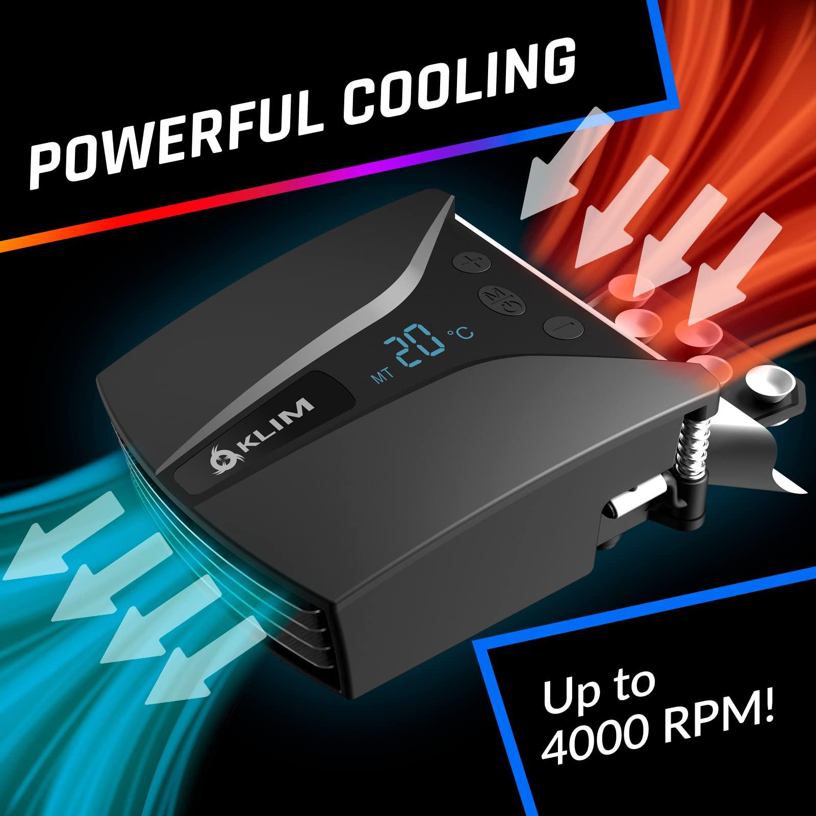 KLIM KLIM Tempest Laptop Cooler with Vacuum Fan - New 2024 - Gaming Laptop Fan with Display - Temperature Detection + Automatic/Manual Mode - 4000 RPM - Portable - Compatible with Laptop Cooling Pads
