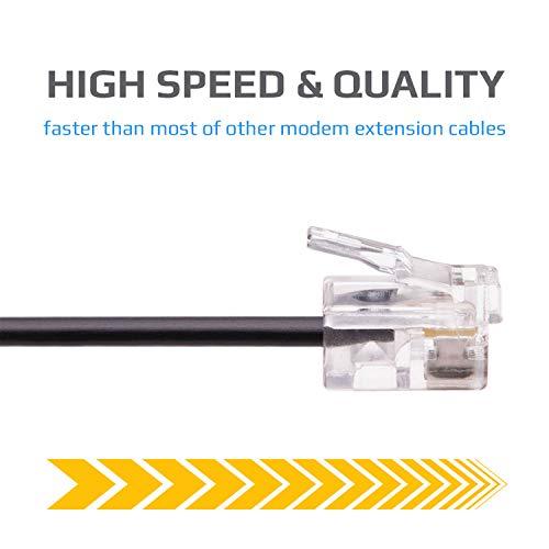 Keple Keple RJ11 Cable ADSL 10ft Extension Lead Phone Cord Telephone Plug High Speed Xfinity Internet Broadband Male to Male Router and Modem to RJ11 Phone Socket/Microfilter/Landline Wire (Black)